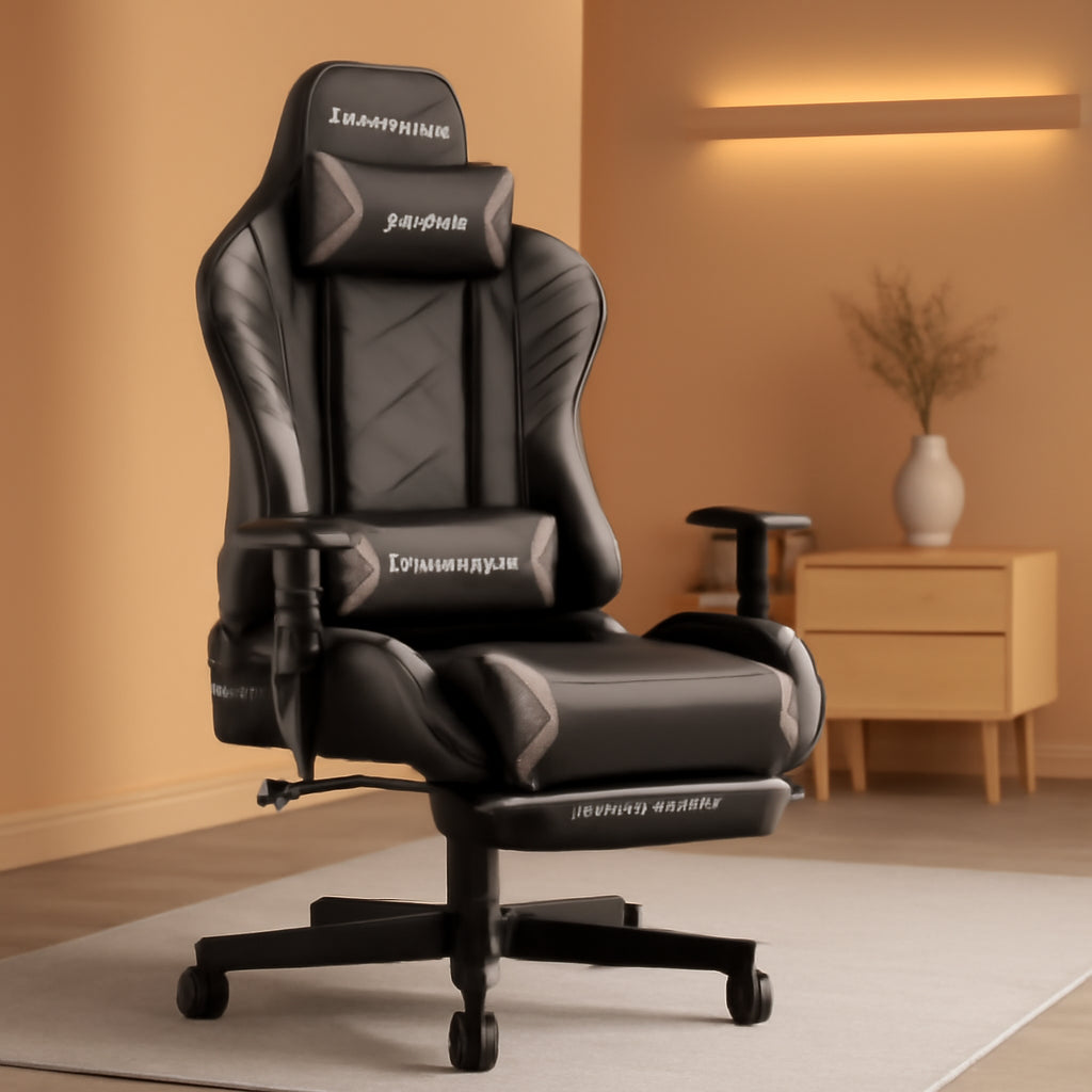 Gaming Chair With Bluetooth Speakers And Footrest Blue