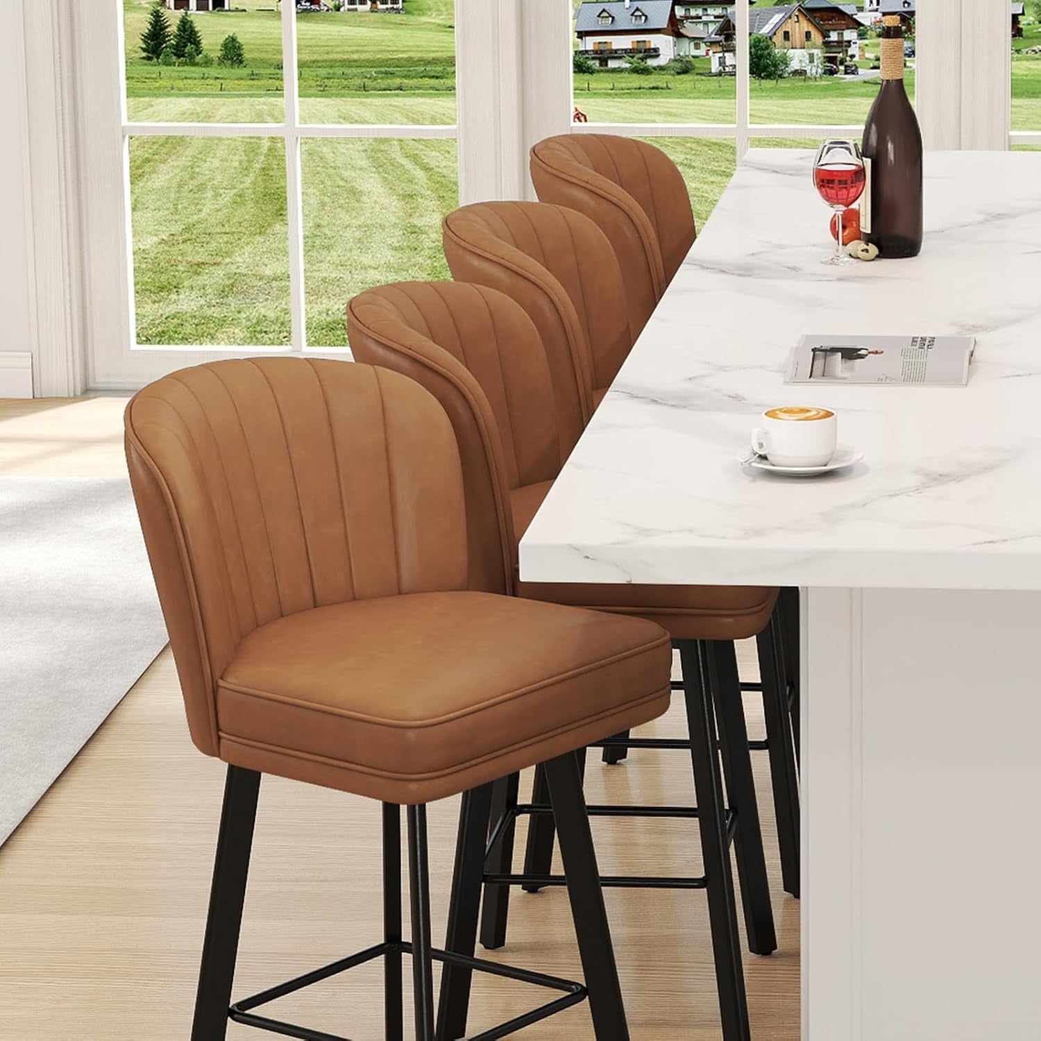 Modern Swivel Counter Height Bar Stools Set of Two