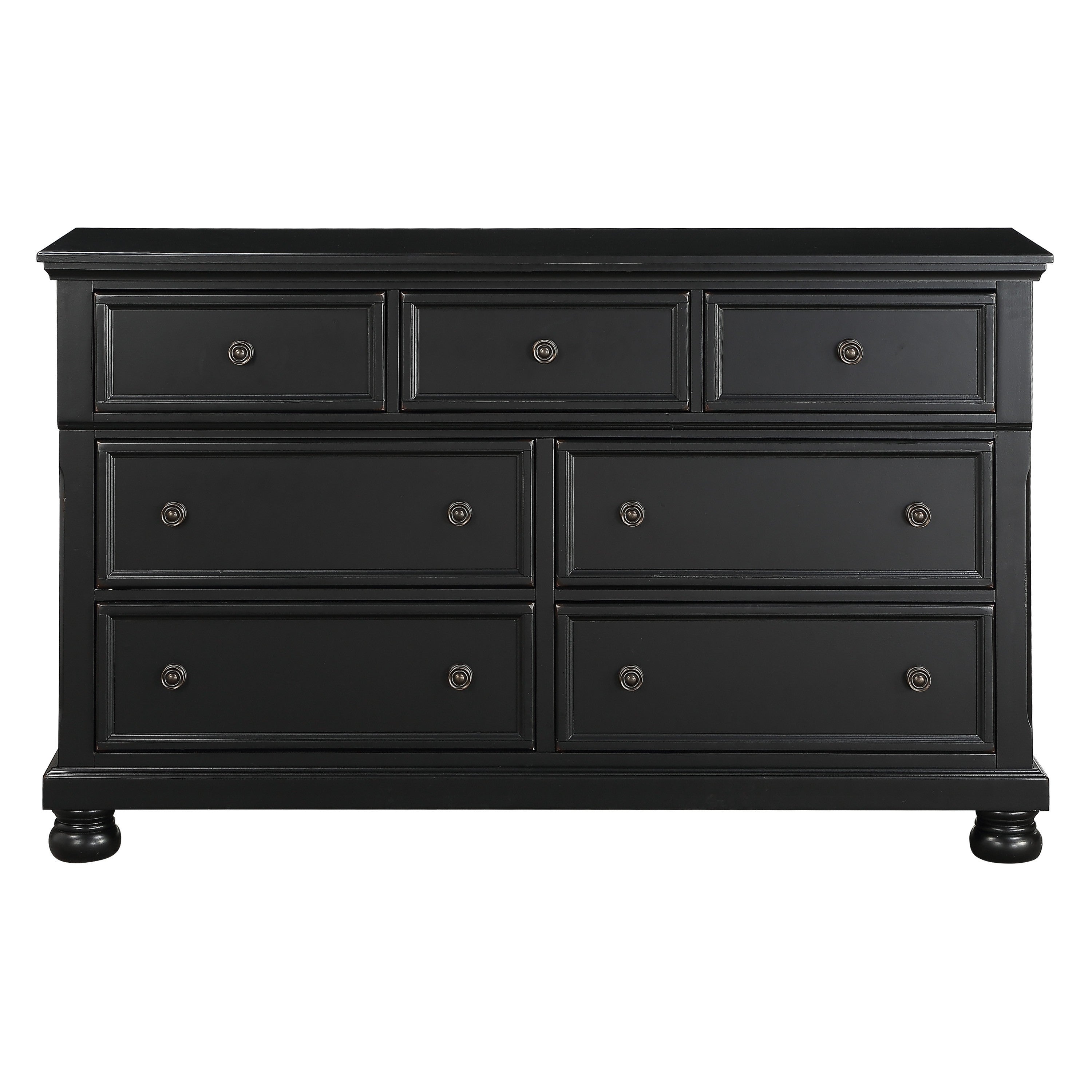 Transitional Black Dresser of 7 Drawers and Jewelry Tray-0