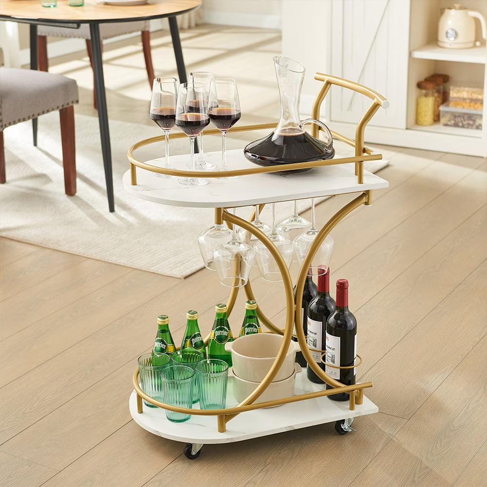 Elegant 2-Tier Entertainer: The Ultimate Bar Cart for Stylish Hosting