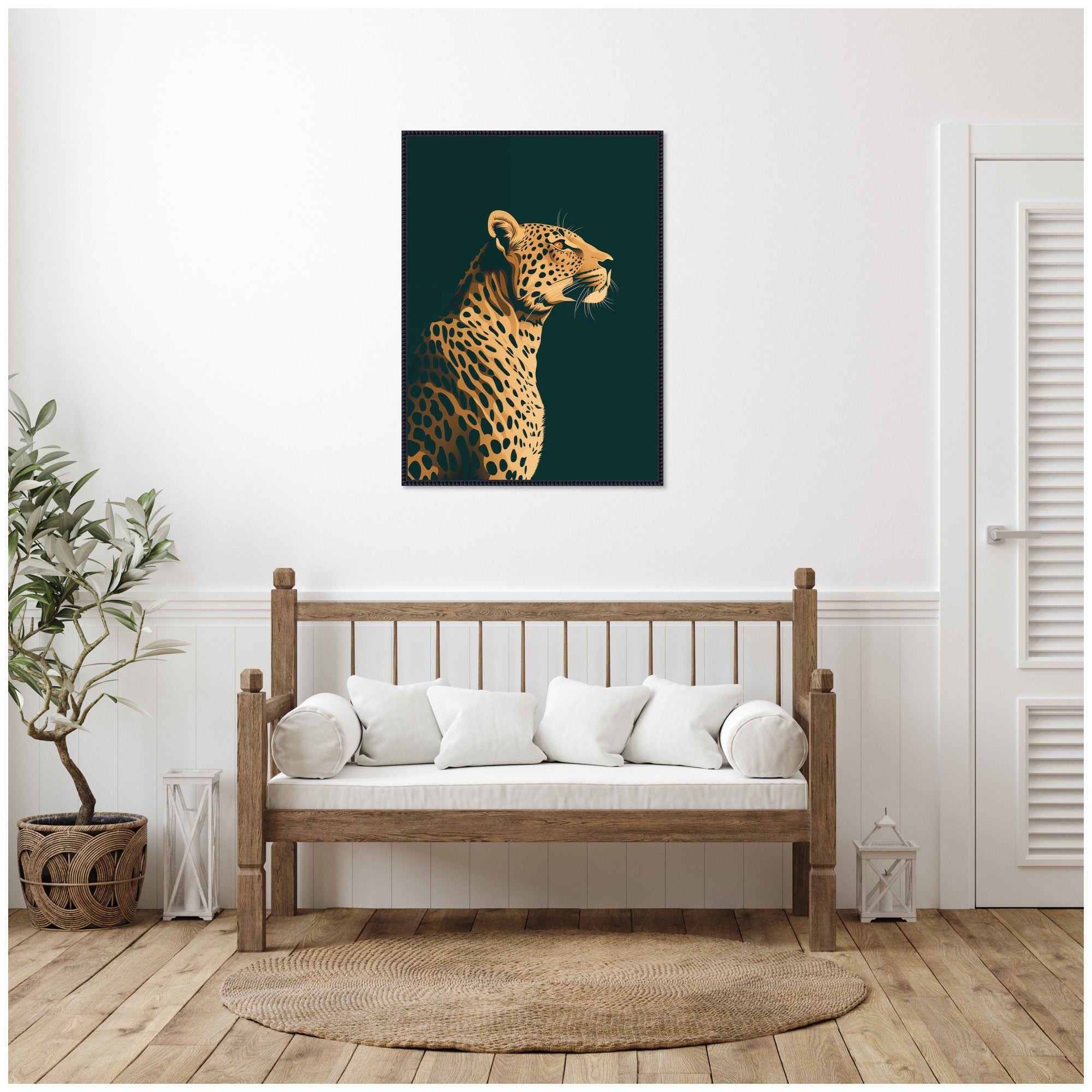 Emerald Gilded Cheetah by The Creative Bunch Studio Framed Canvas Wall Art Print