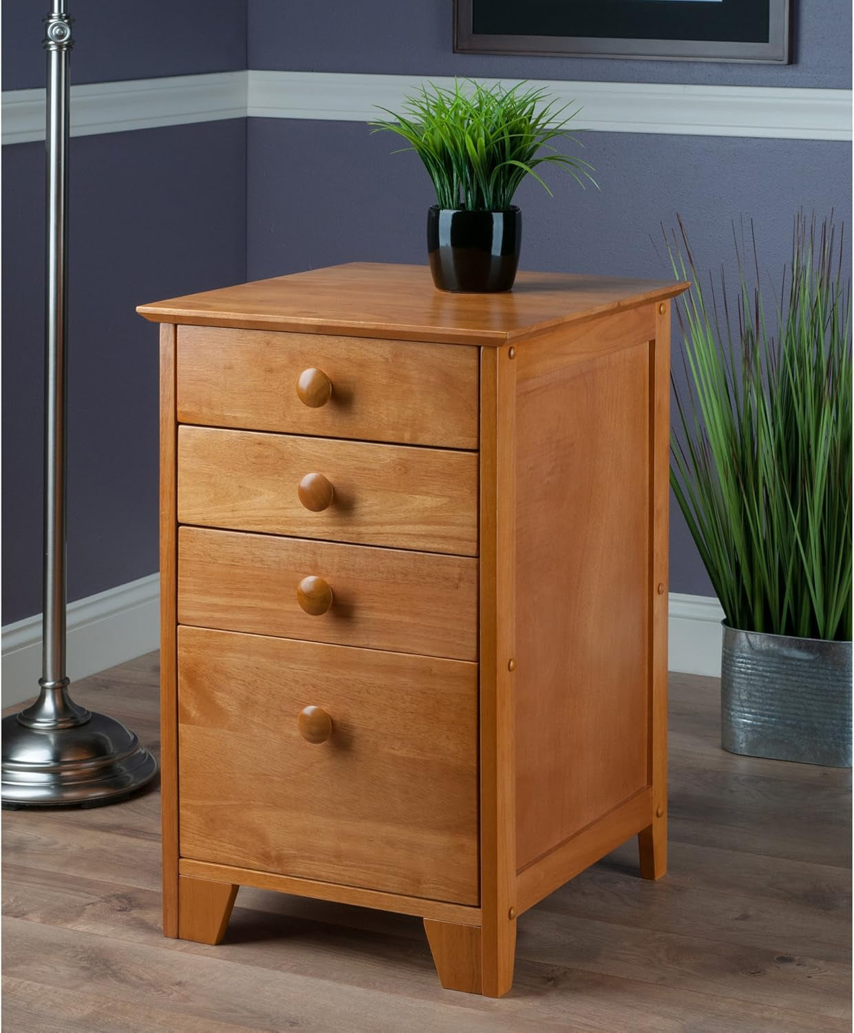 Studio File Cabinet Honey Finish With Three Drawers