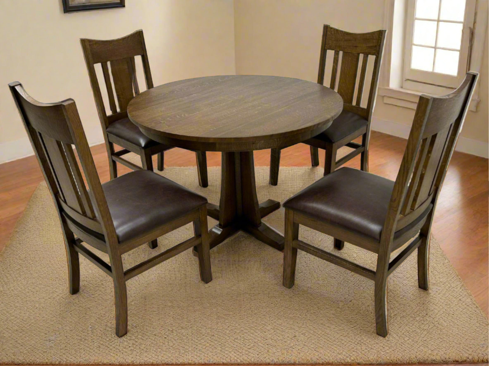 Mission Quarter Sawn Oak Round Dining Table Set - 40"