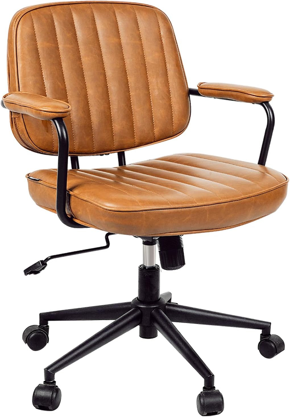 Brown Desk Chair With Wheels And Armrests Adjustable