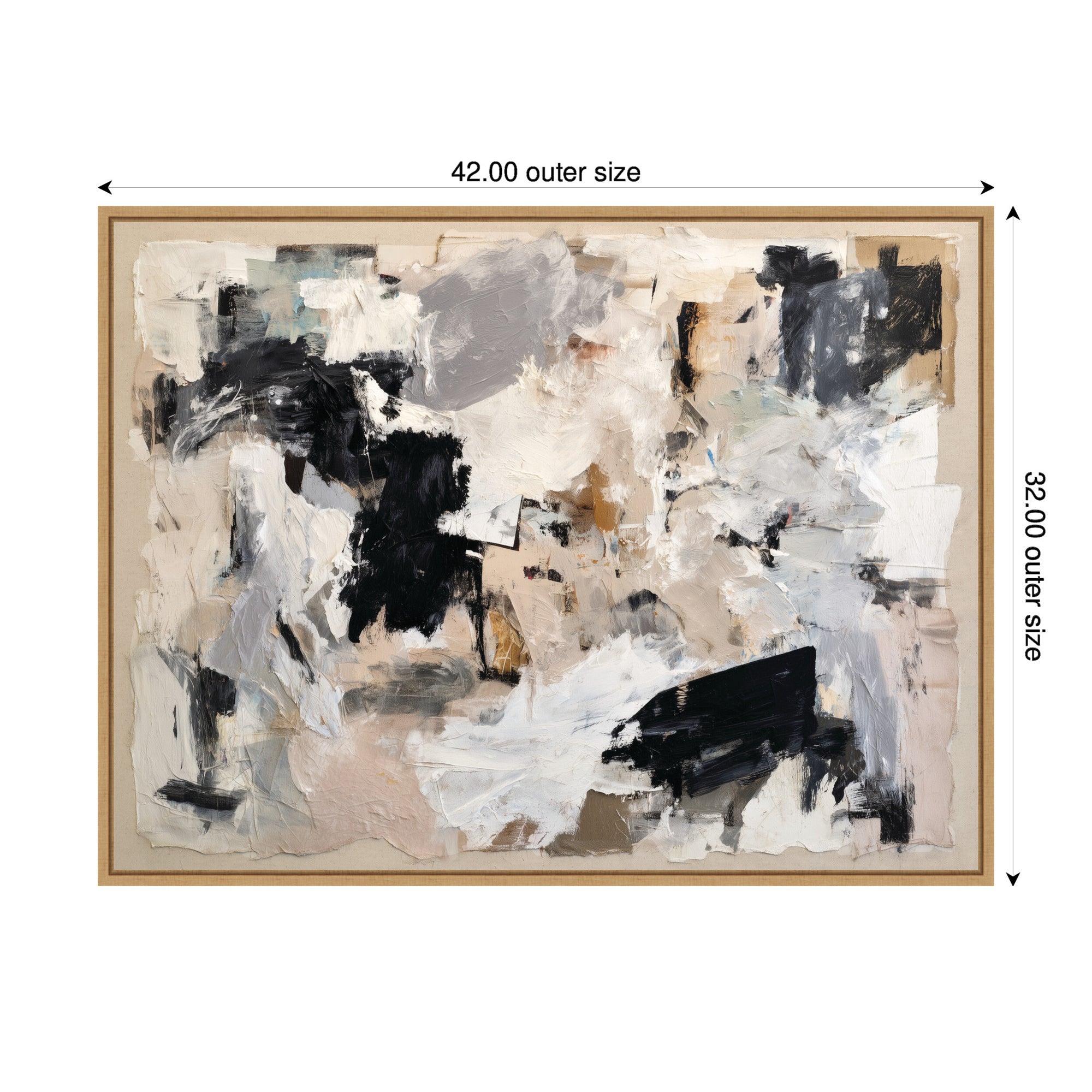 Expressive Tonal Neutral Abstract by The Creative Bunch Studio Framed Canvas Wall Art Print