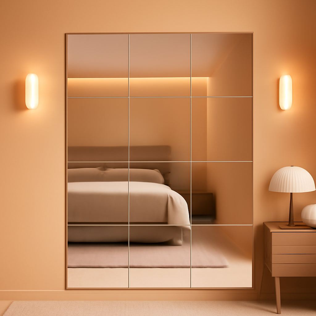 12x12 Inch Glass Mirror Tiles 16 Pack For Home Gym Wall