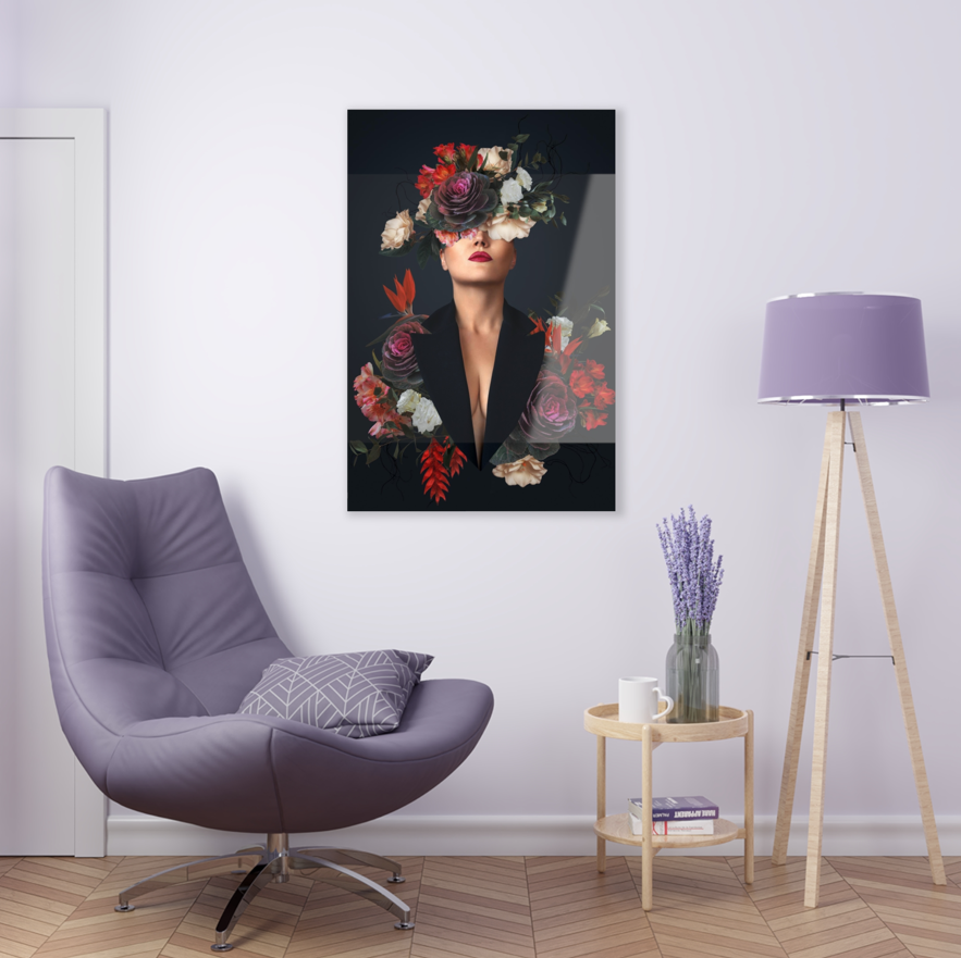 Tempered glass wall art - Girl in a black jacket-2