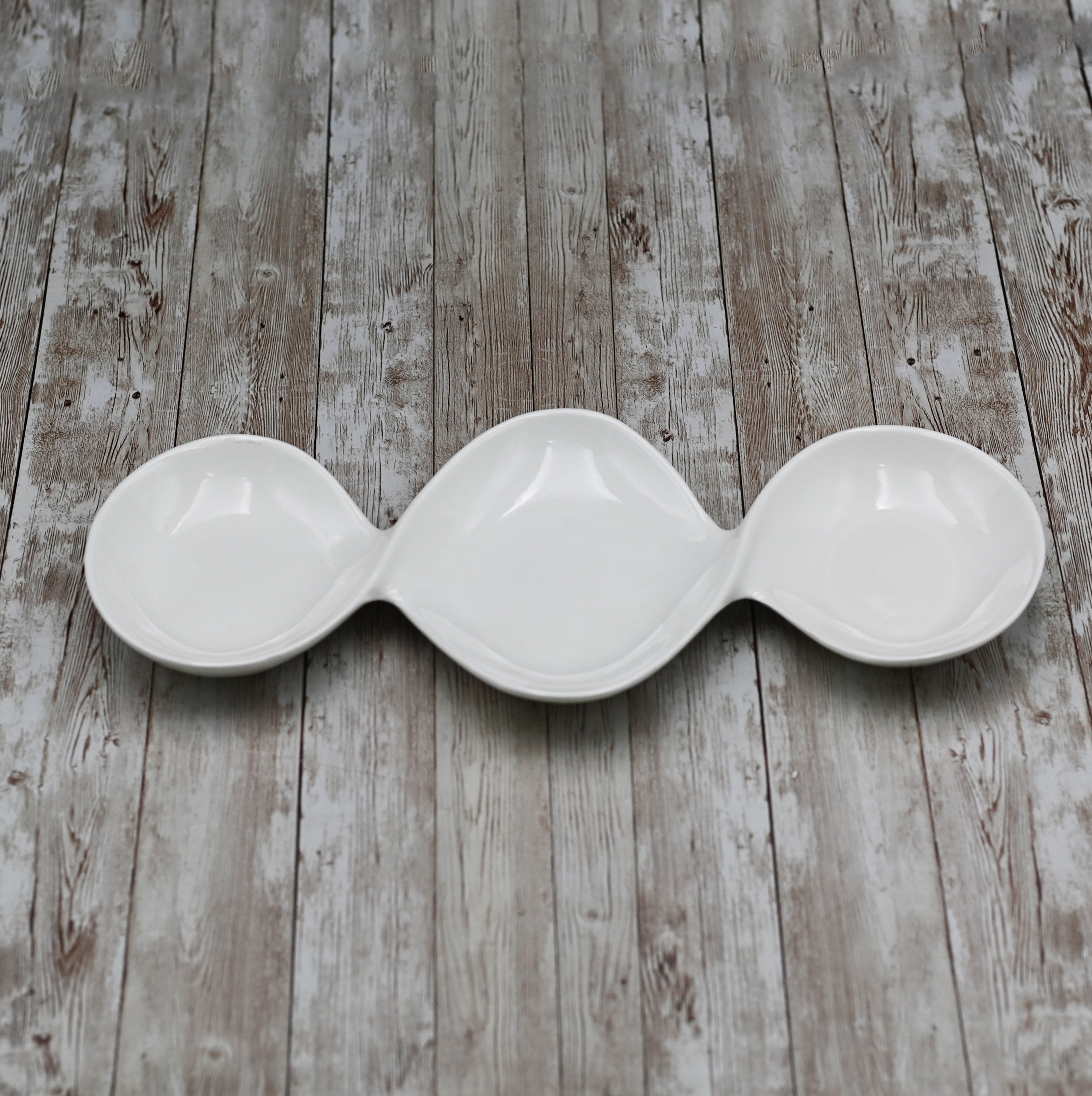 White Divided Sauce Dish 14.5" inch | 37 Cm-0