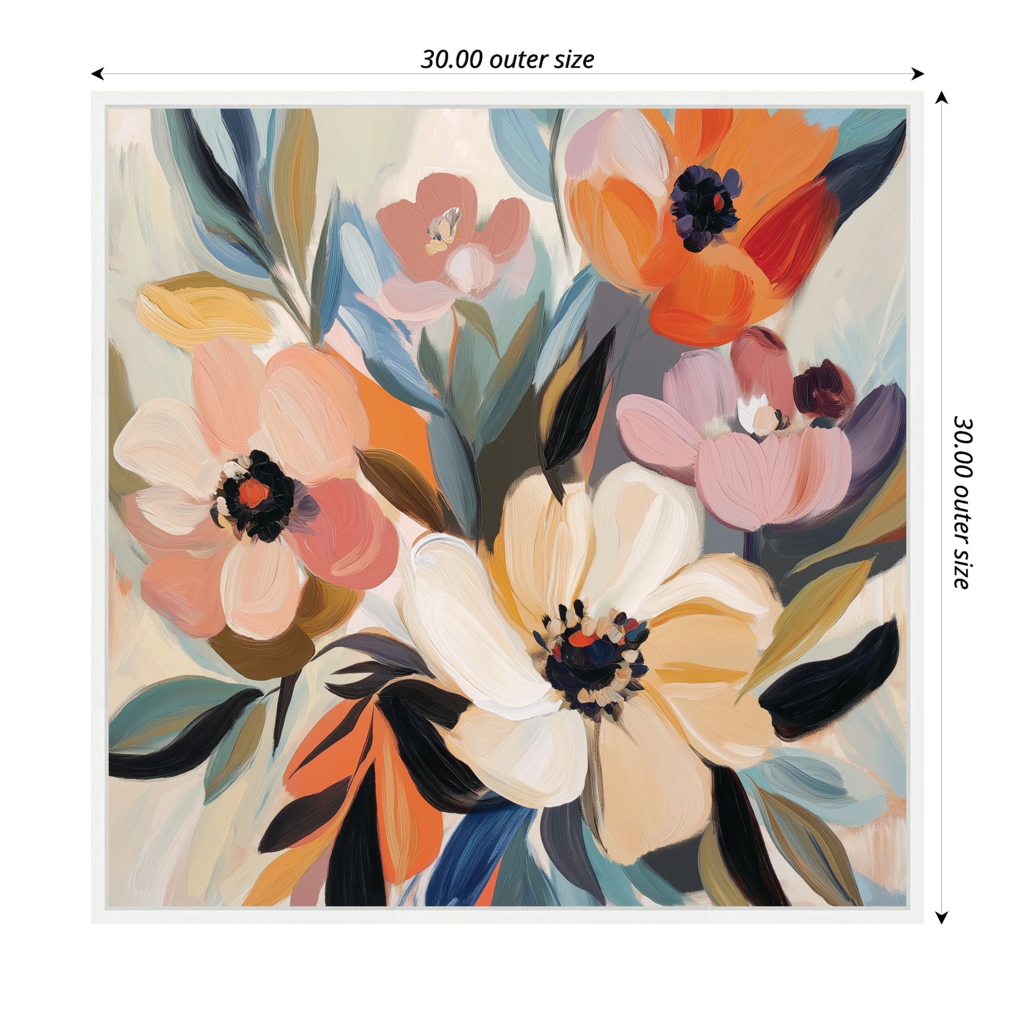 Sylvie Garden Bloom Abstract Bouquet I Framed Canvas by The Creative Bunch Studio