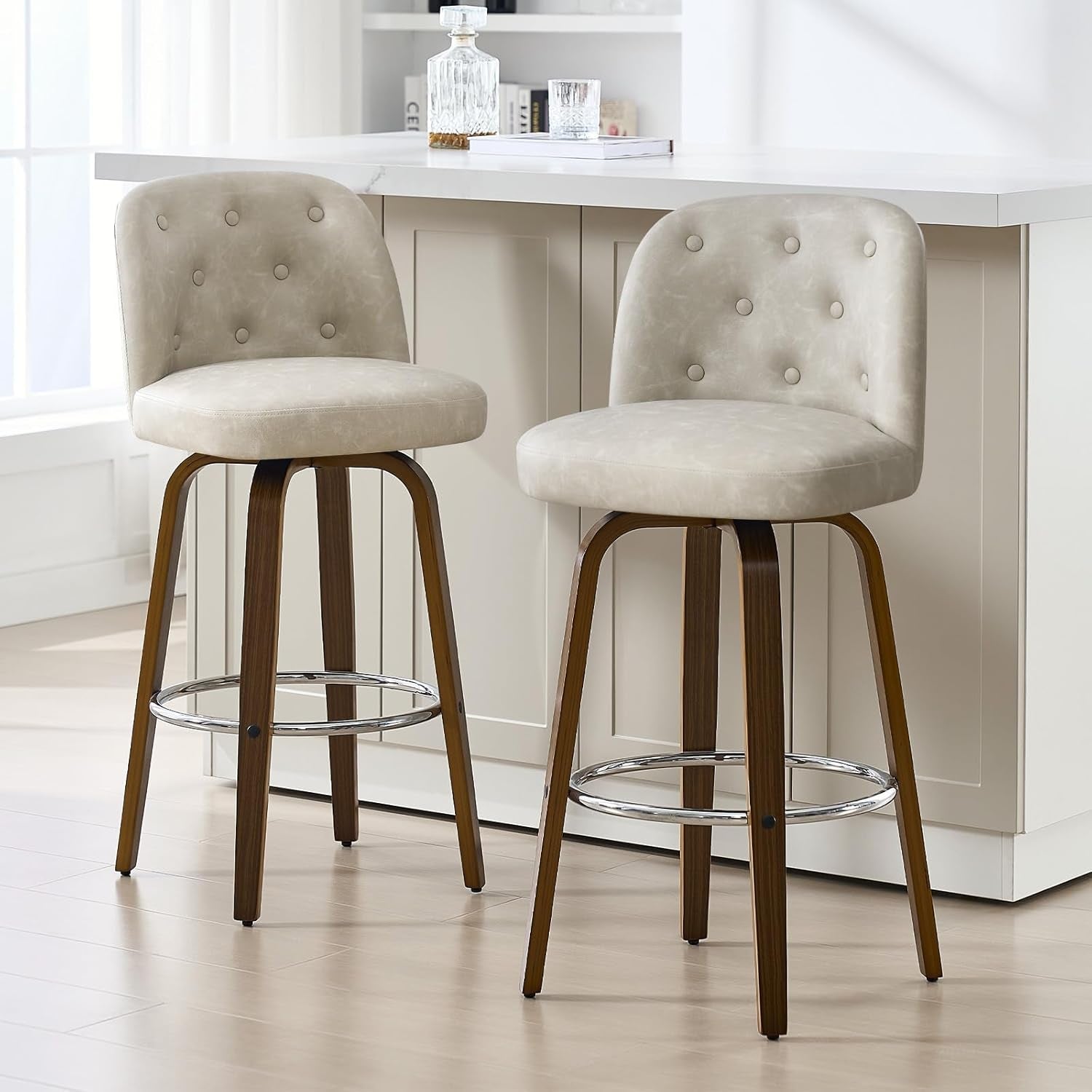 Modern Swivel Bar Stools Set of Two Stylish Design