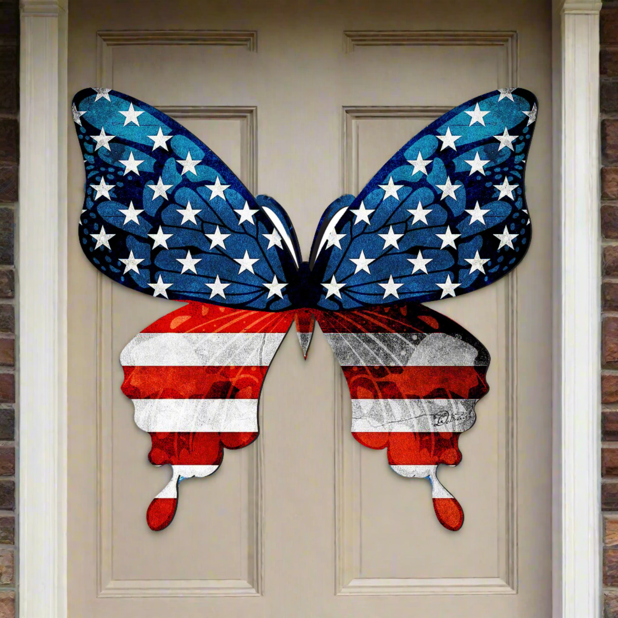 USA Butterfly Holiday Door Decor by G. DeBrekht | American Christmas Decor - 8187127H