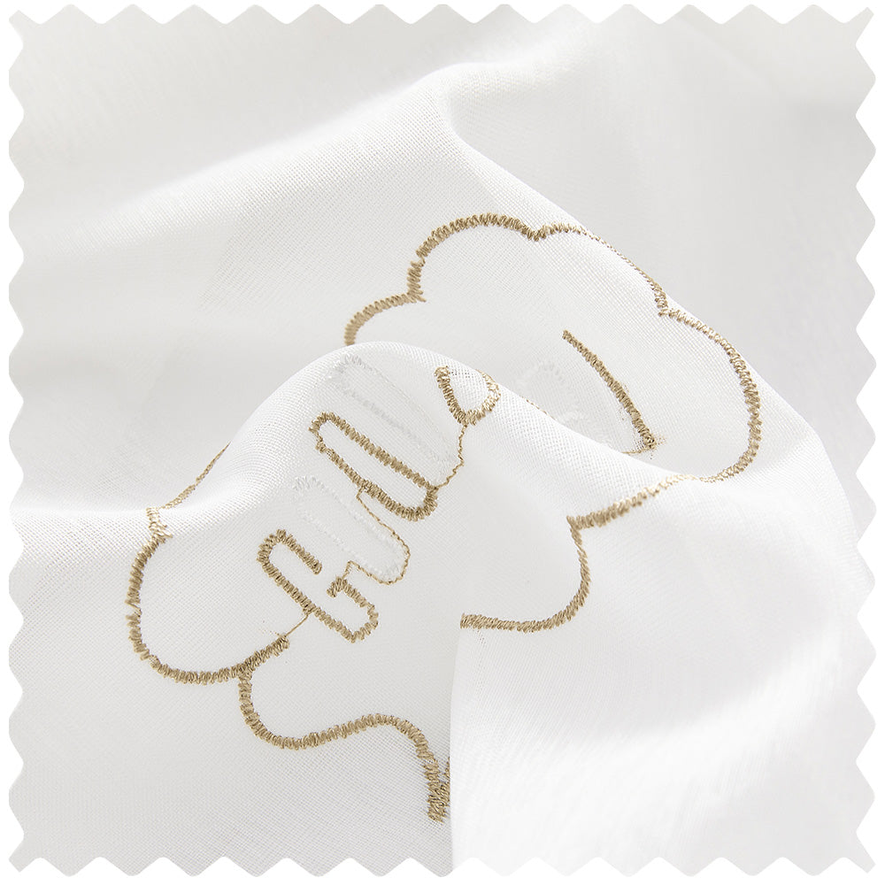 Niamh Embroidered Letter White Sheer Curtains