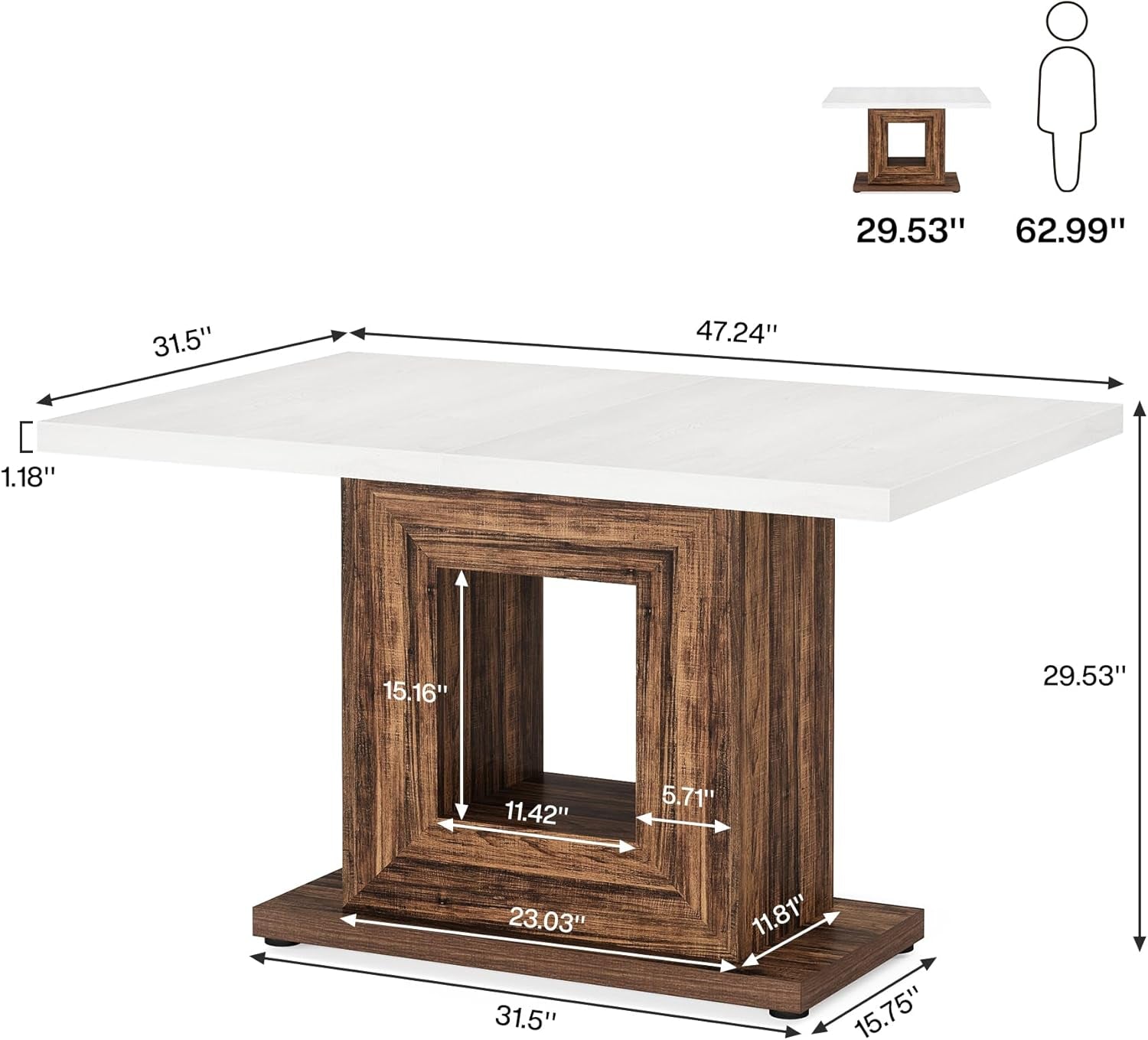 47 Inch Pedestal Dining Table For Small Kitchen Use