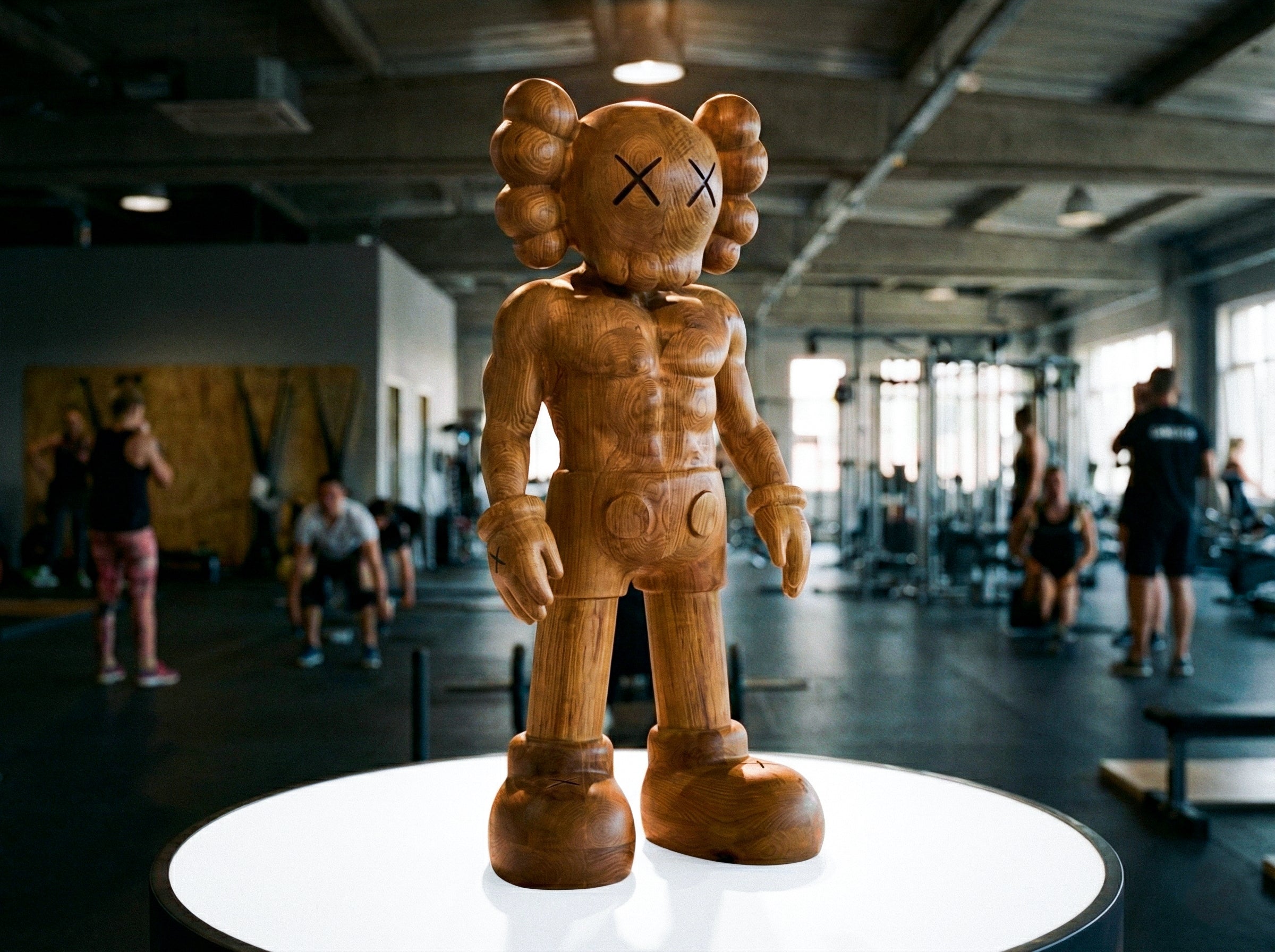 Muscular Wooden Sculpture – Gym & Fitness Art Decor