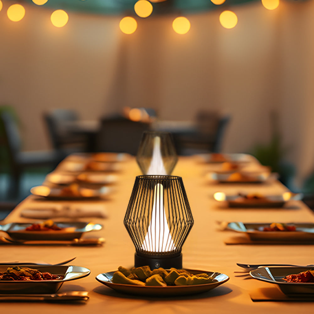 TRIROCKS Portable Cordless Lantern Outdoor Table Lamp Rechargeable Lantern 3000mAh LED Battery Operated Table Lamps Easy 3-Step Touch Dimmable Outdoor Night Lamp Lantern for Home Bedroom(Black)-3