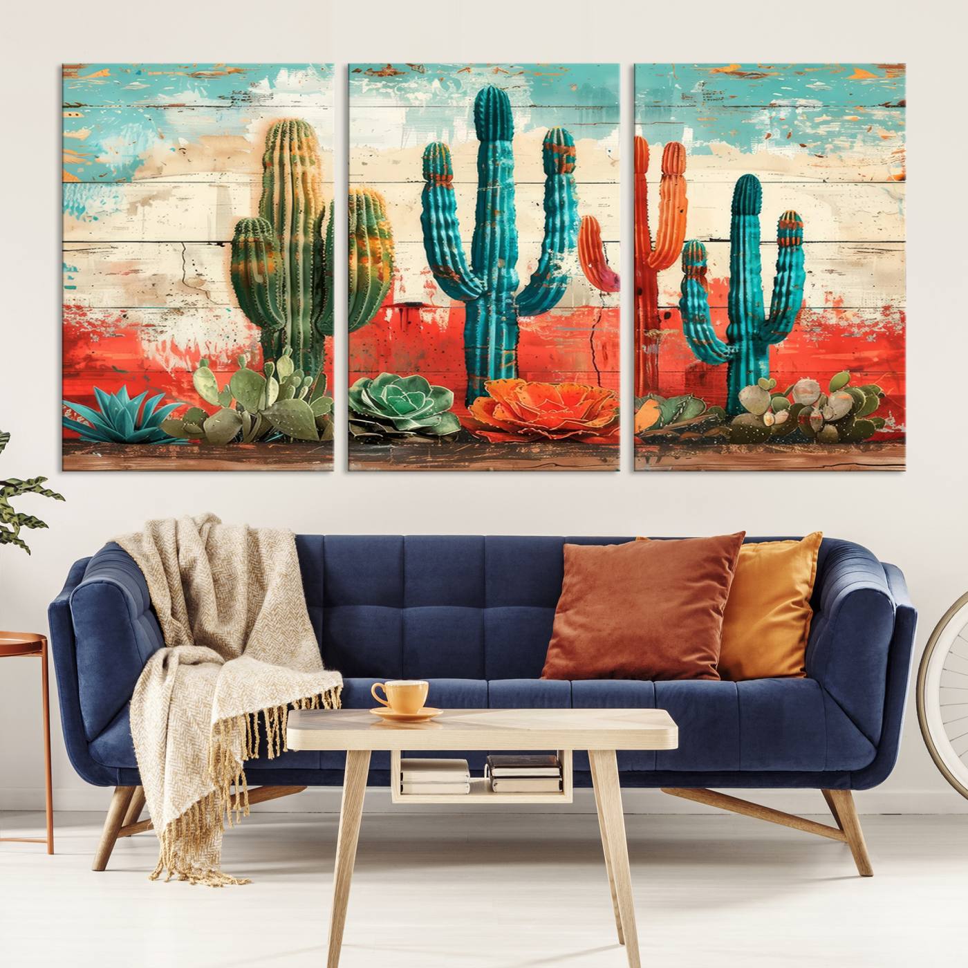 Colorful Cacti Wall Art – Framed Vibrant Succulent Canvas