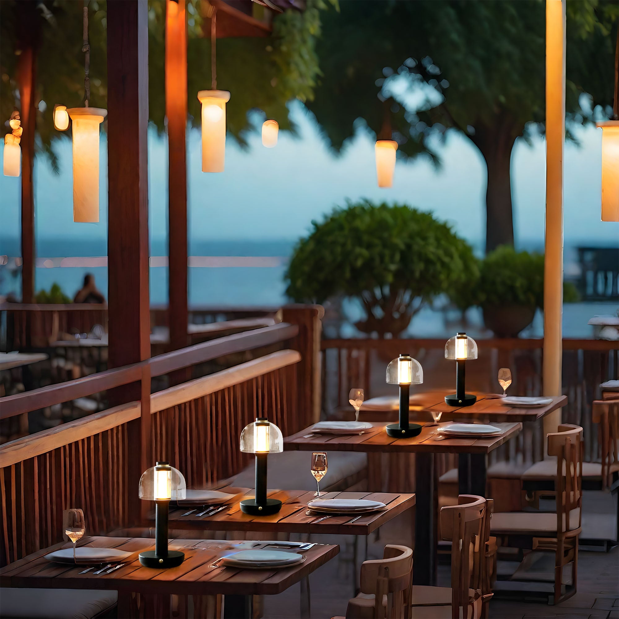 10" H 3-Color Light Dimmable Nightstand Lamp with Glass Shade-4