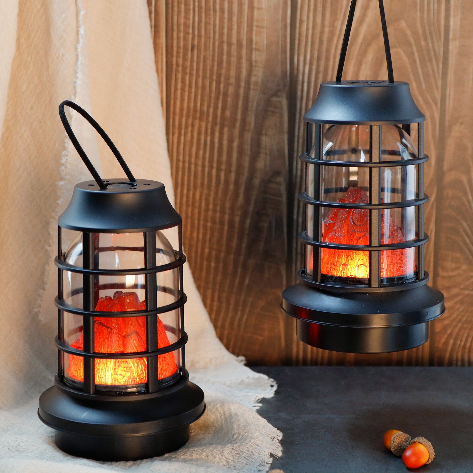 JHY DESIGN's 8"  Set of 2 Flame Lamp with Timer-0