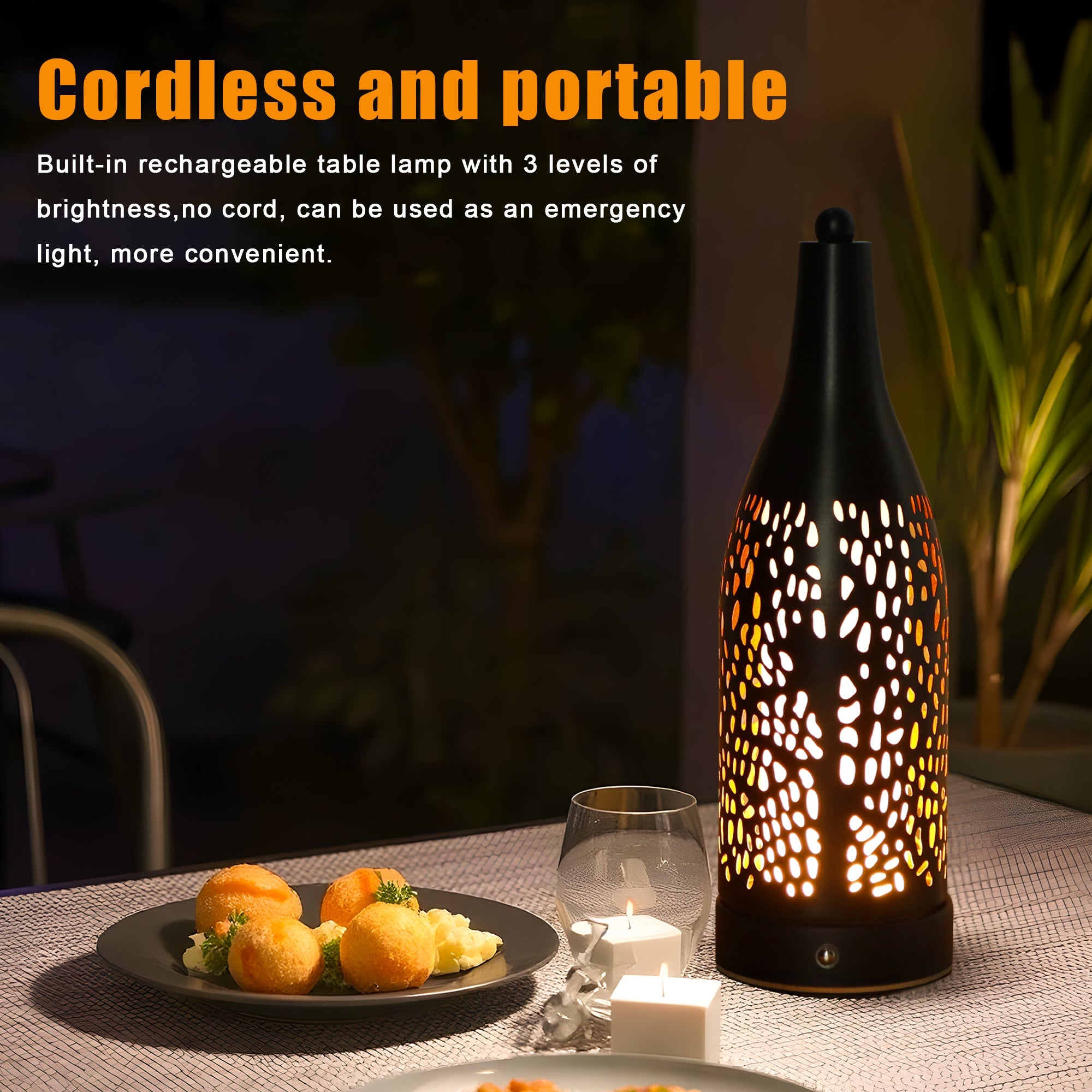 Cordless Table Lamp: 4000mAh Rechargeable, 3-Step Touch Dimmable (Cozy Lights)-4