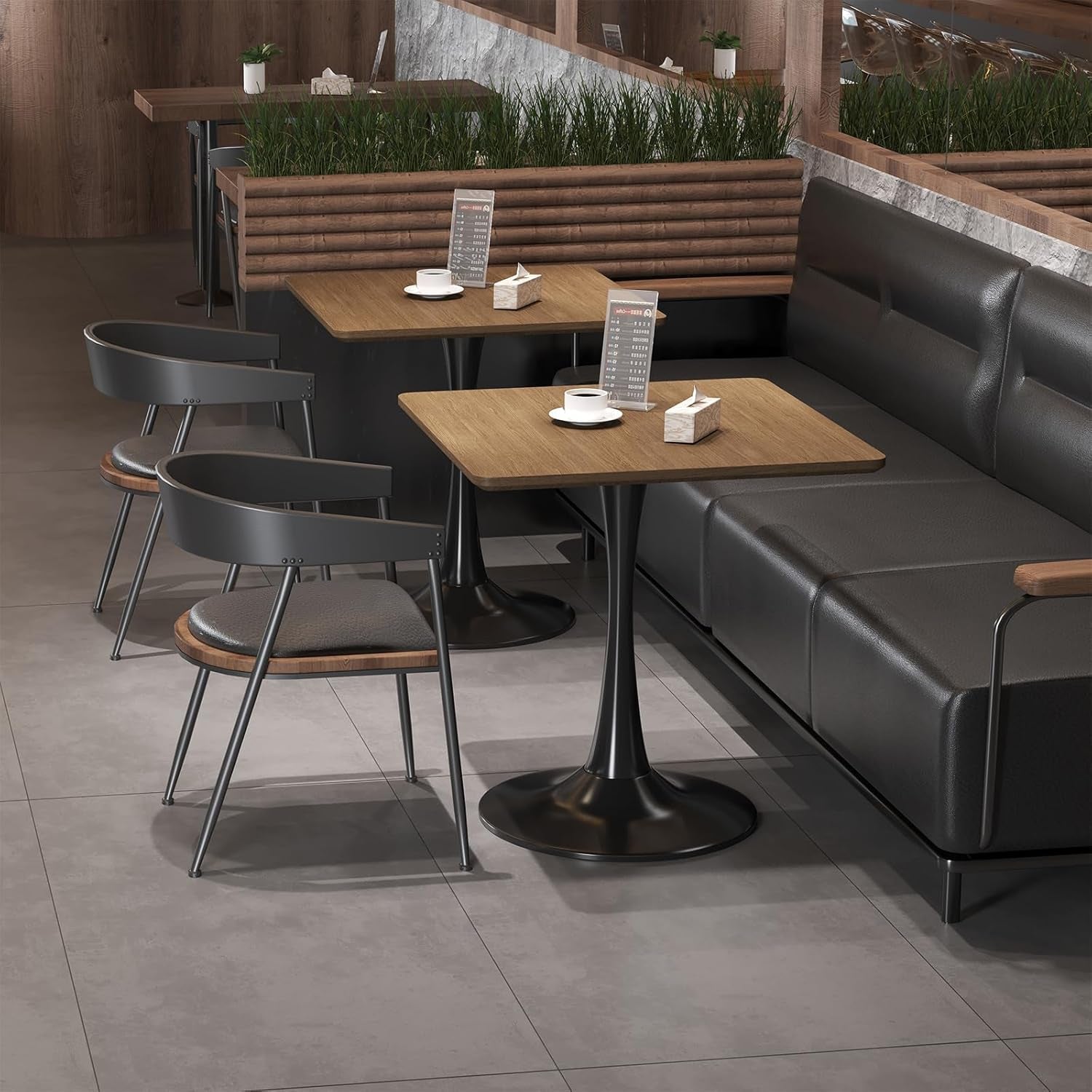 Walnut Finish Tulip Contemporary Dining Table For Two