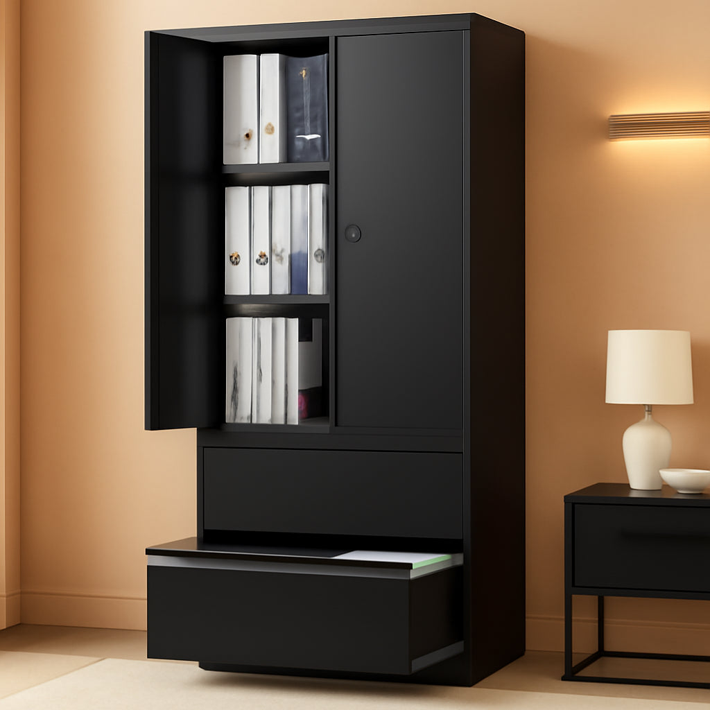 Locking Metal File Cabinet With Adjustable Shelves Black