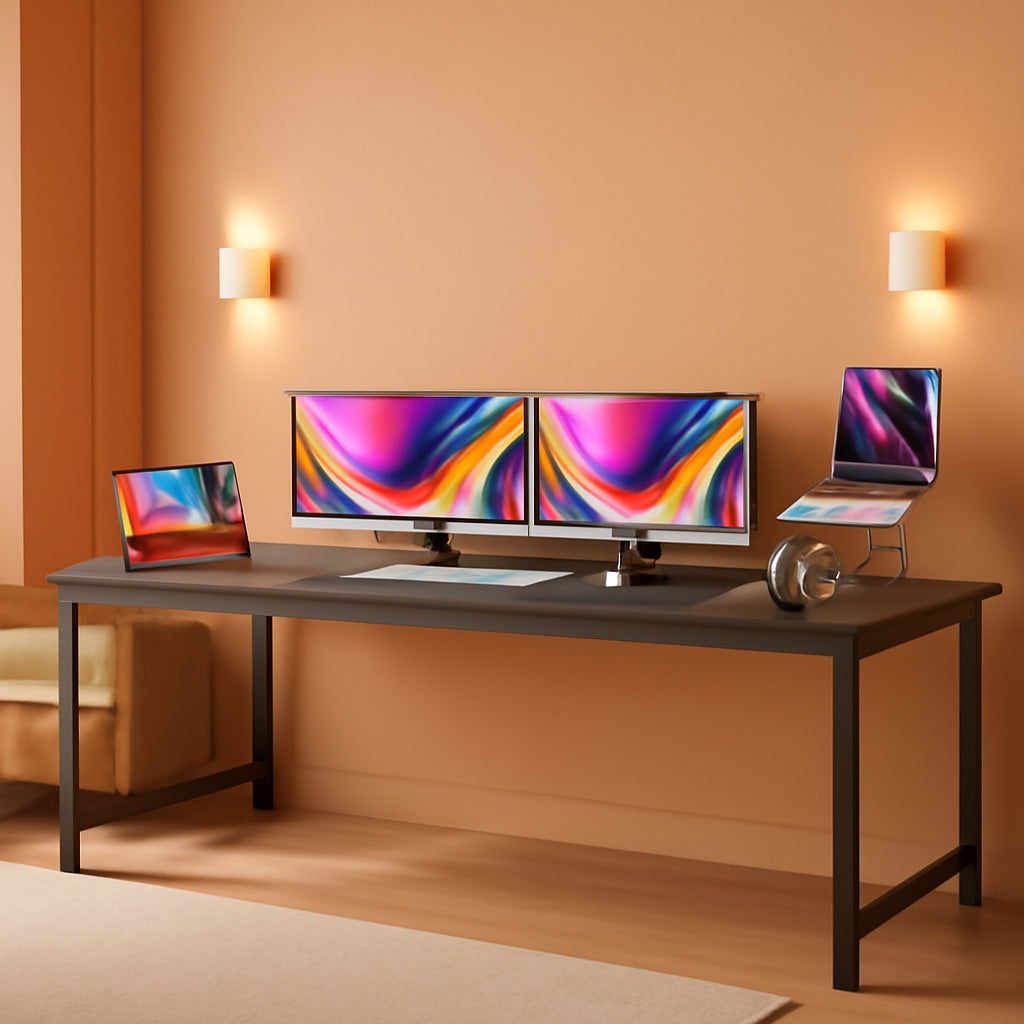 80 Inch Grey Gaming And Office Desk With Storage System