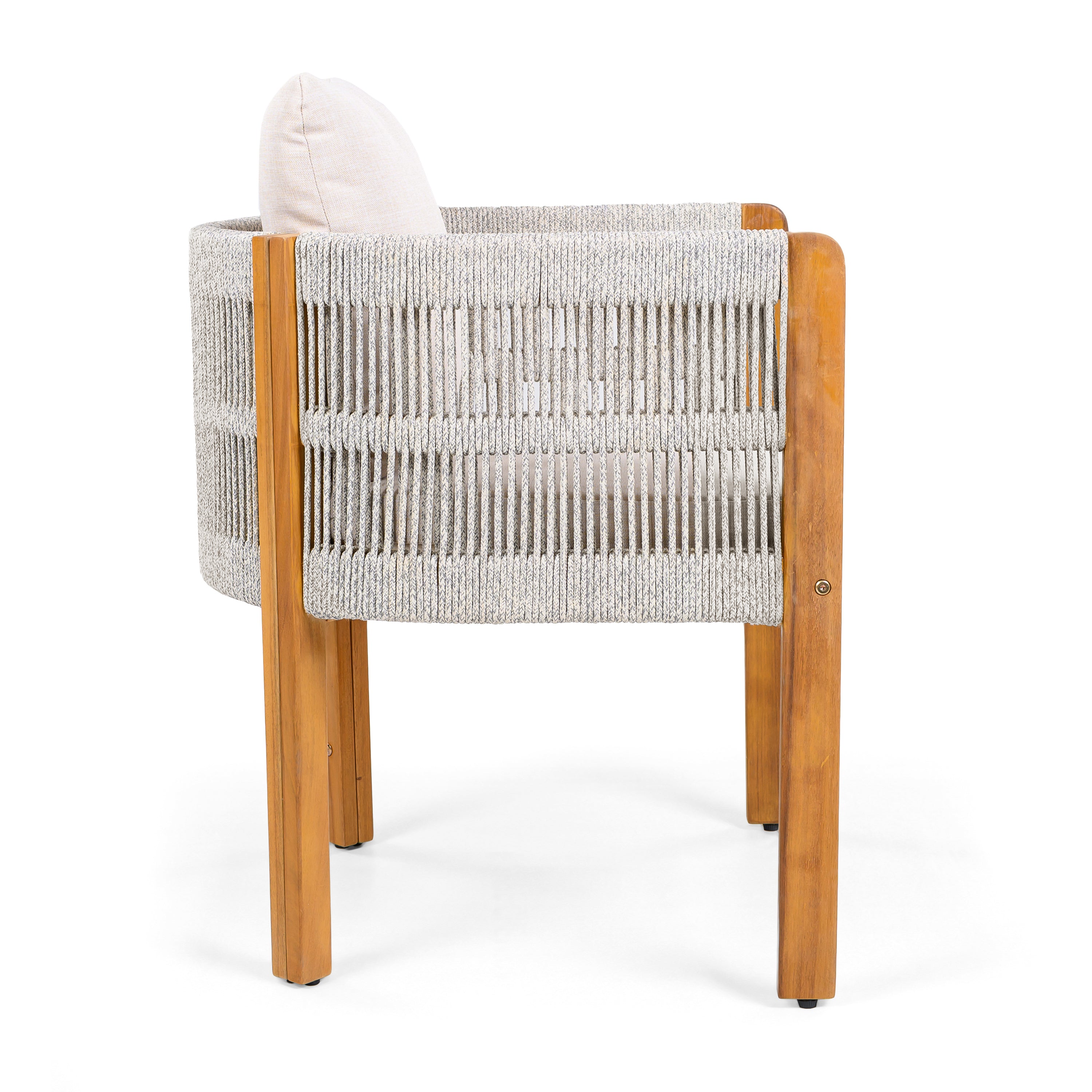 Acacia Wood Outdoor Dining Chairs 2-Pack with Beige Cushions