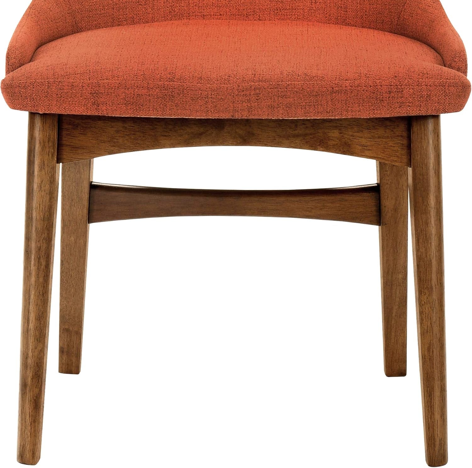 Orange Fabric and Walnut Wood Dining Side Chairs Set of 2