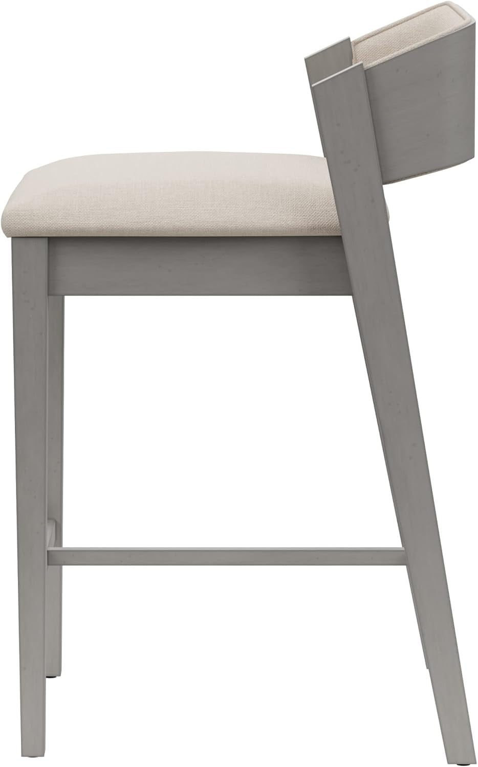 Counter Height Wood Stool Distressed Gray Upholstered Seat