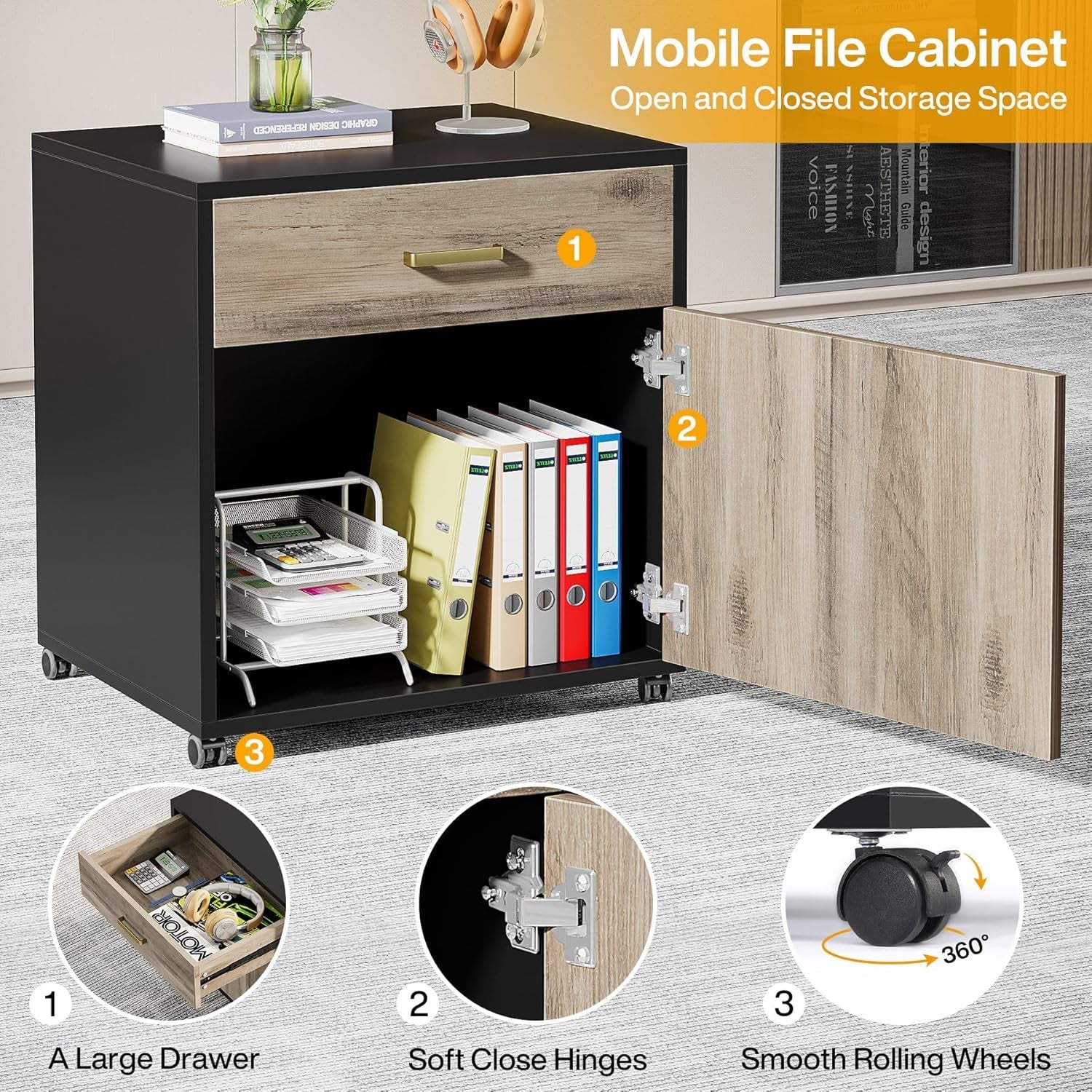 Retro-Gray L-Shaped Executive-Grade Desk File Cabinet