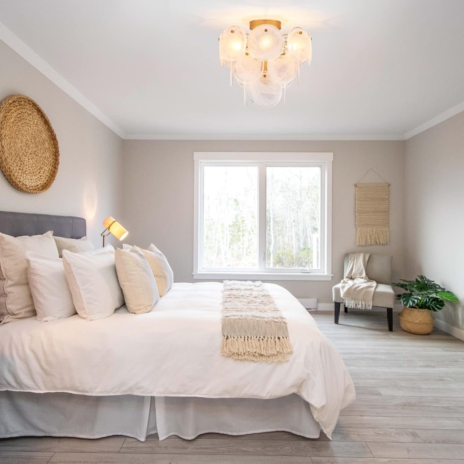 Gold 4 Light Crystal Glass Flush Mount Ceiling Light-1