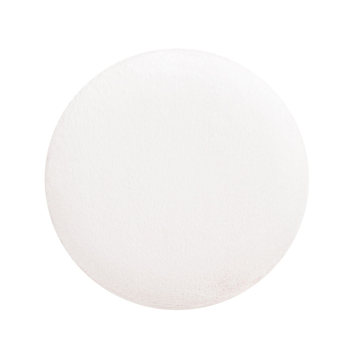 Tilly - Round Fur Upholstered / Burl Pouf Ottoman - White