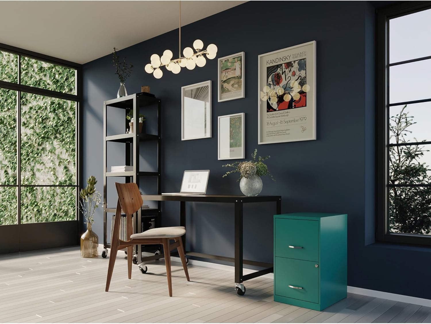 Teal 2-Drawer File Cabinet With Smooth-Glide Drawers, 14.2 Inch Width, 18 Inch Depth, 24.5 Inch Height, Steel