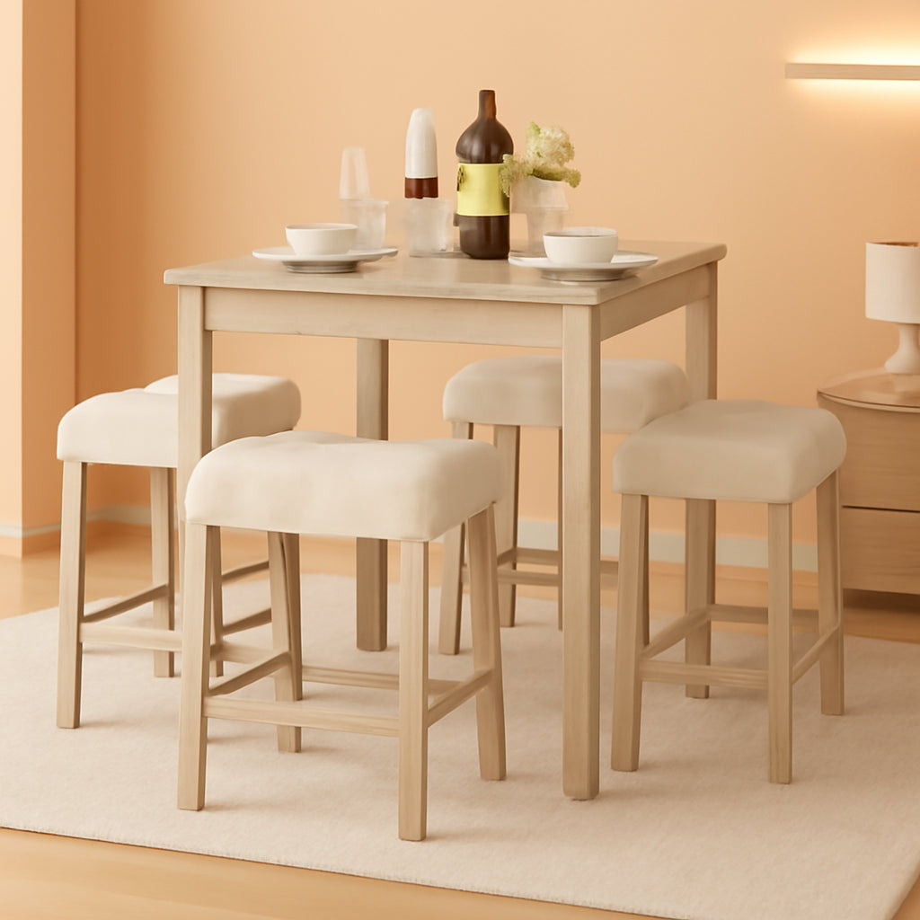 Bar Table Set Square Ultrasoft Cushioned Stools Space Saving