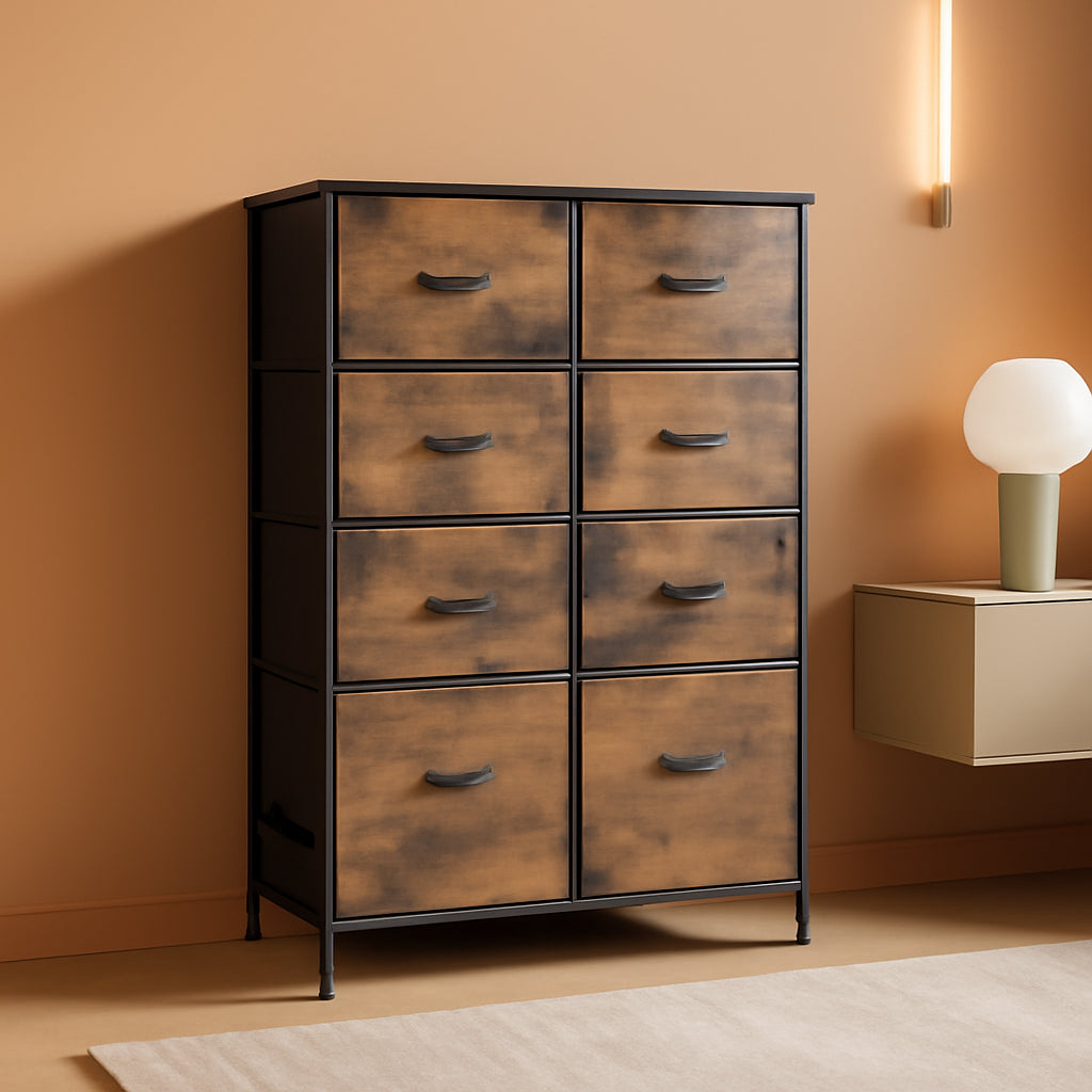 Tall Rustic Brown Dresser With 10 Deep Drawers For Bedroom