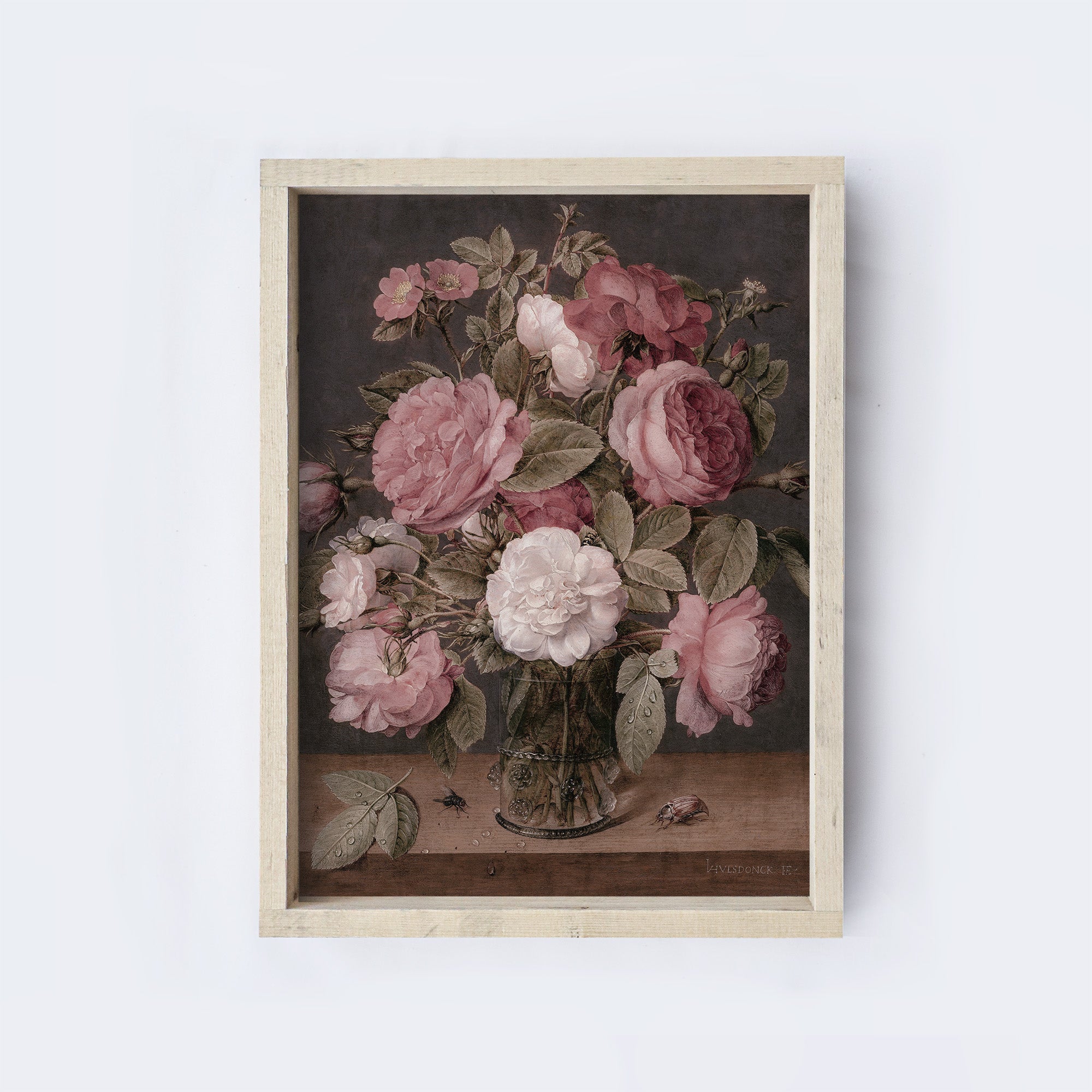 Vintage Print Framed | Floral Vase Painting A108-3