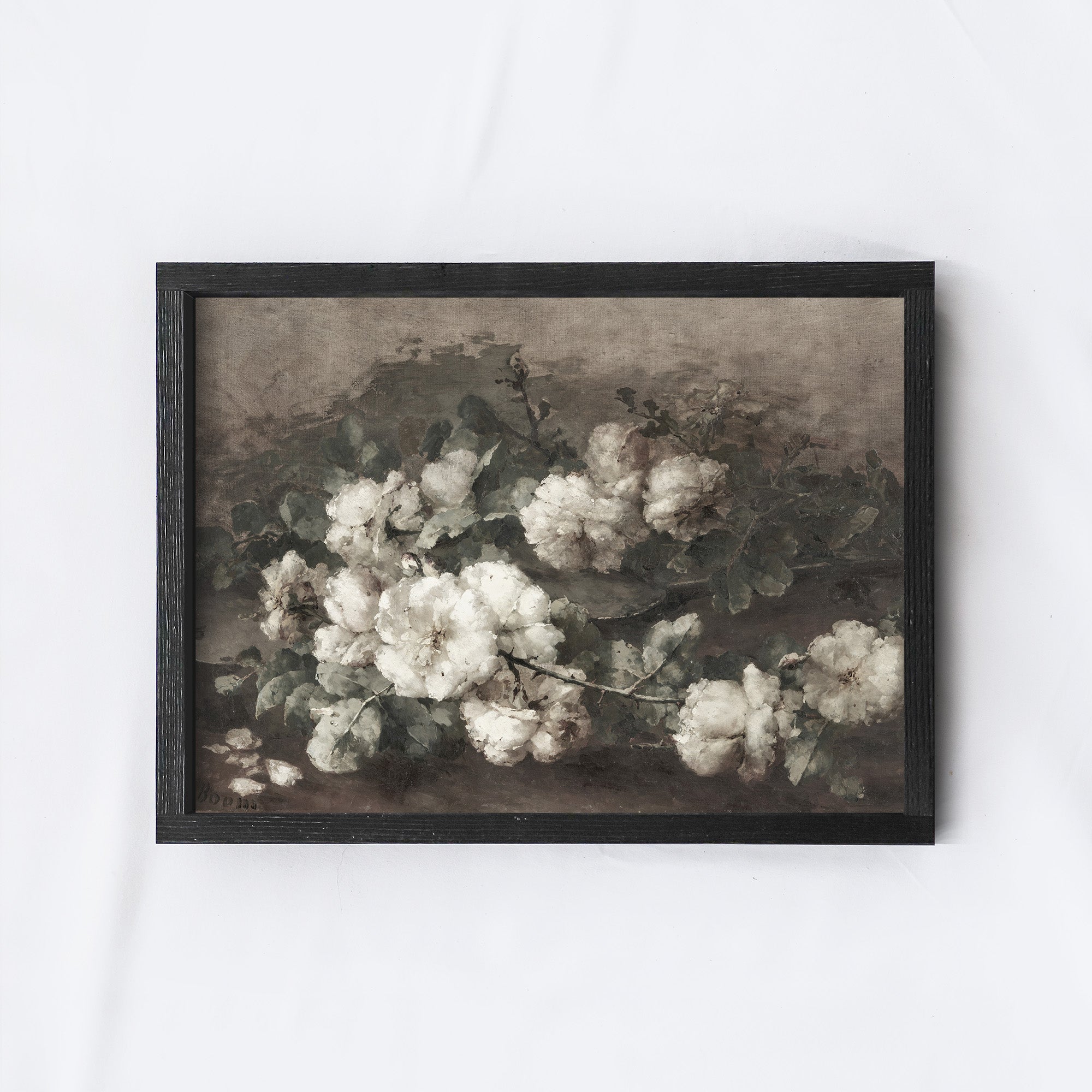 Vintage Print Framed | Dark Floral Painting A109-3