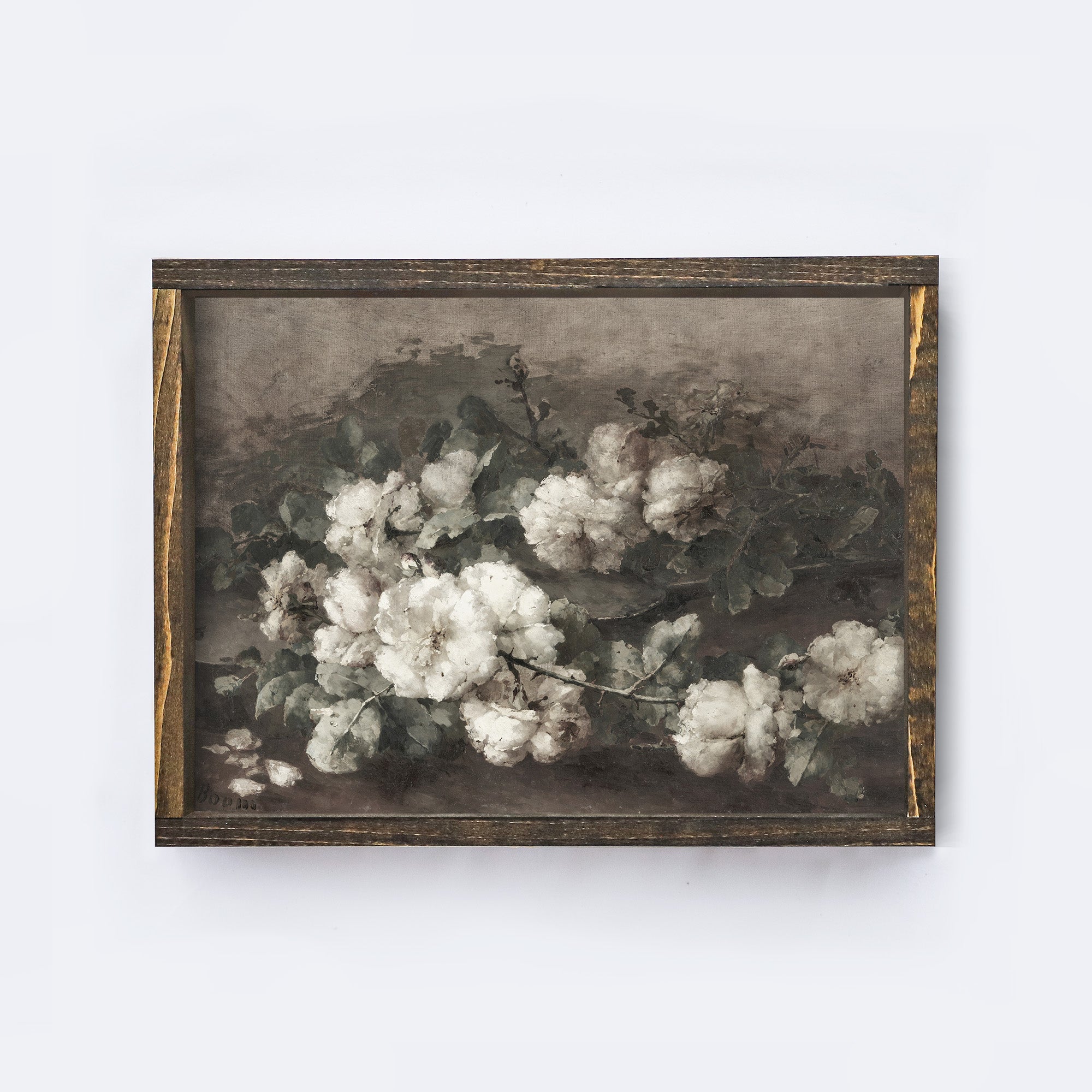 Vintage Print Framed | Dark Floral Painting A109-2