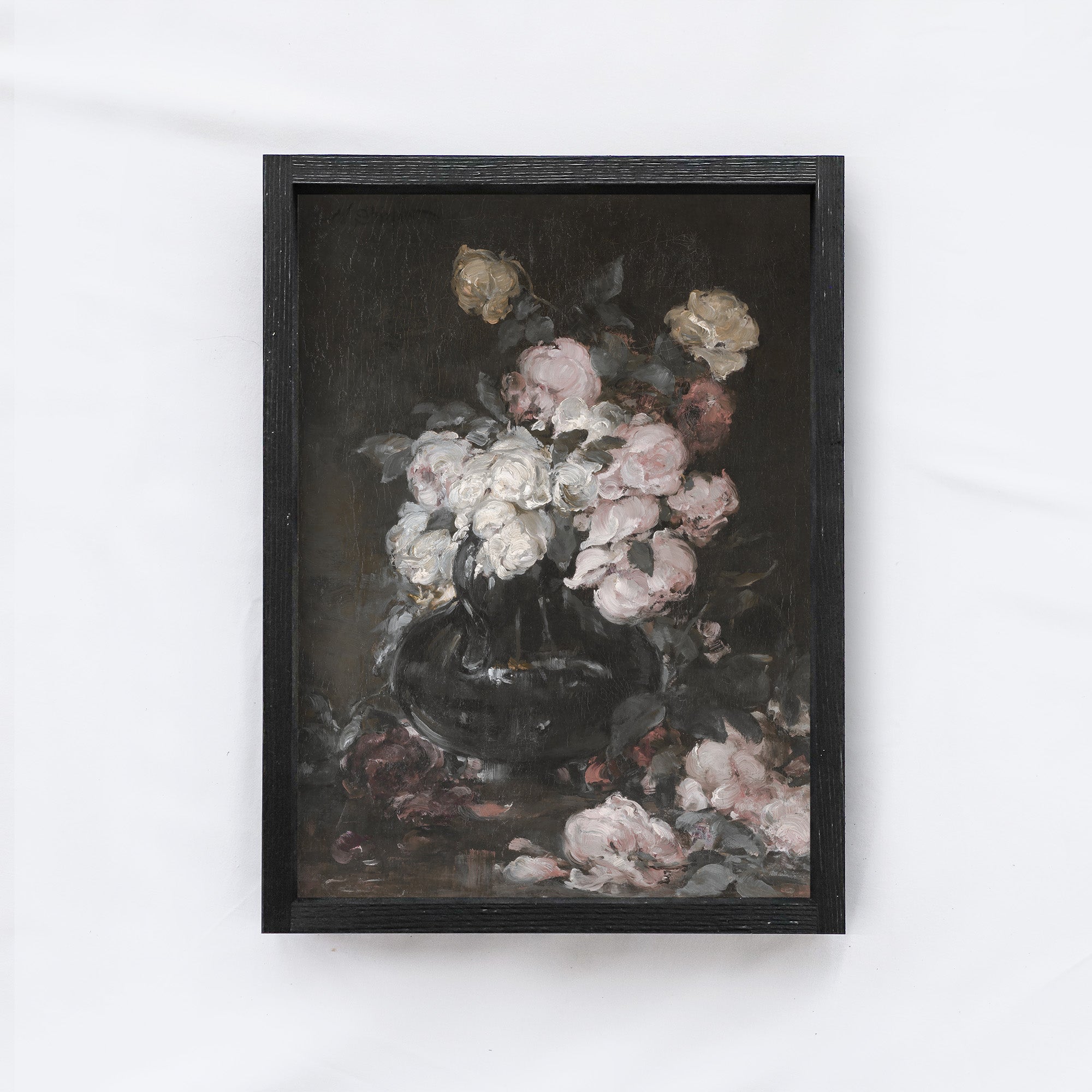 Vintage Wood Sign | Dark Florals Painting A132-1