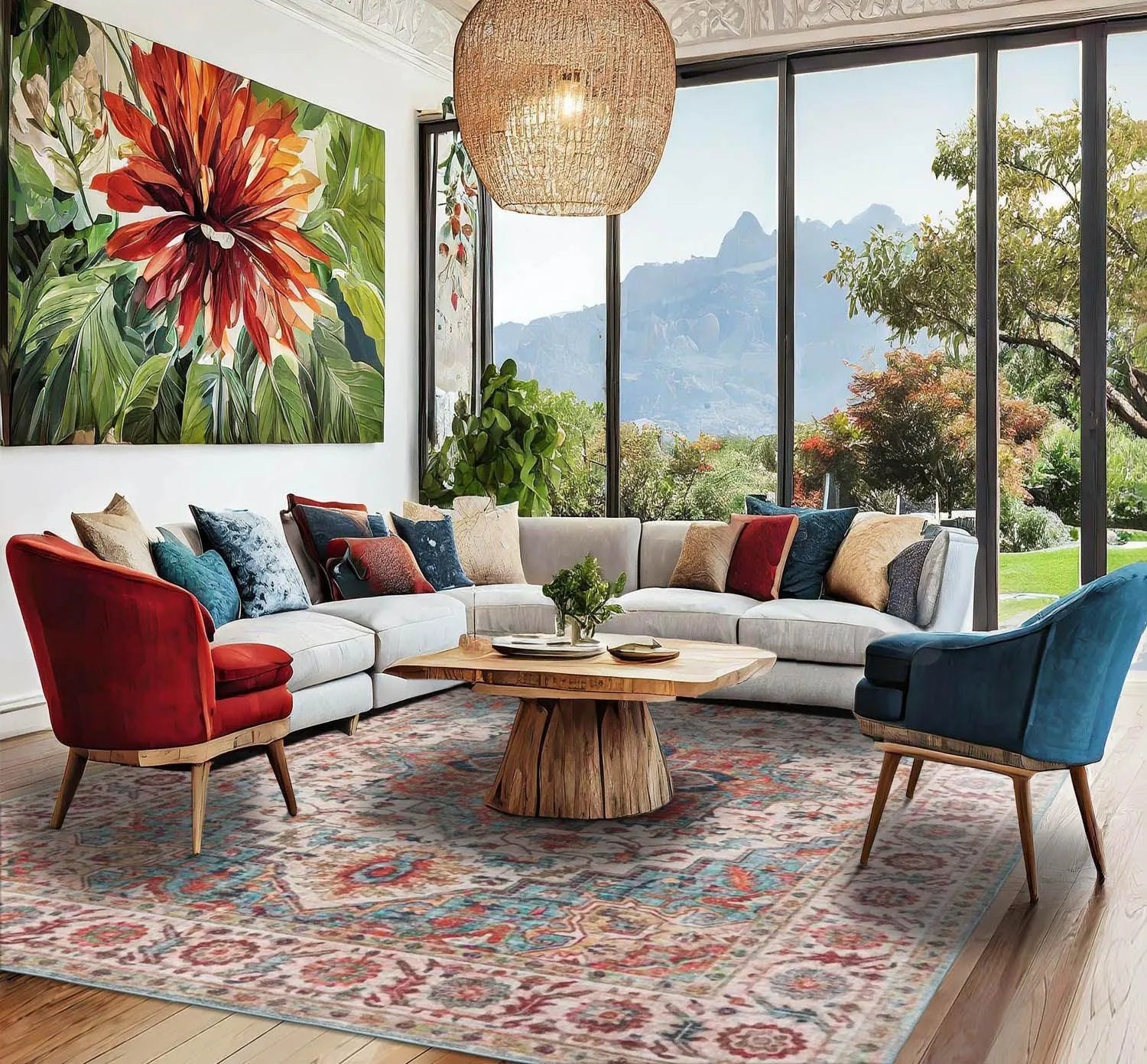 LoomBloom Multi Sizes Aqua Machine Made Traditional Vintage Boho Flatweave Polyester Oriental Area Rug