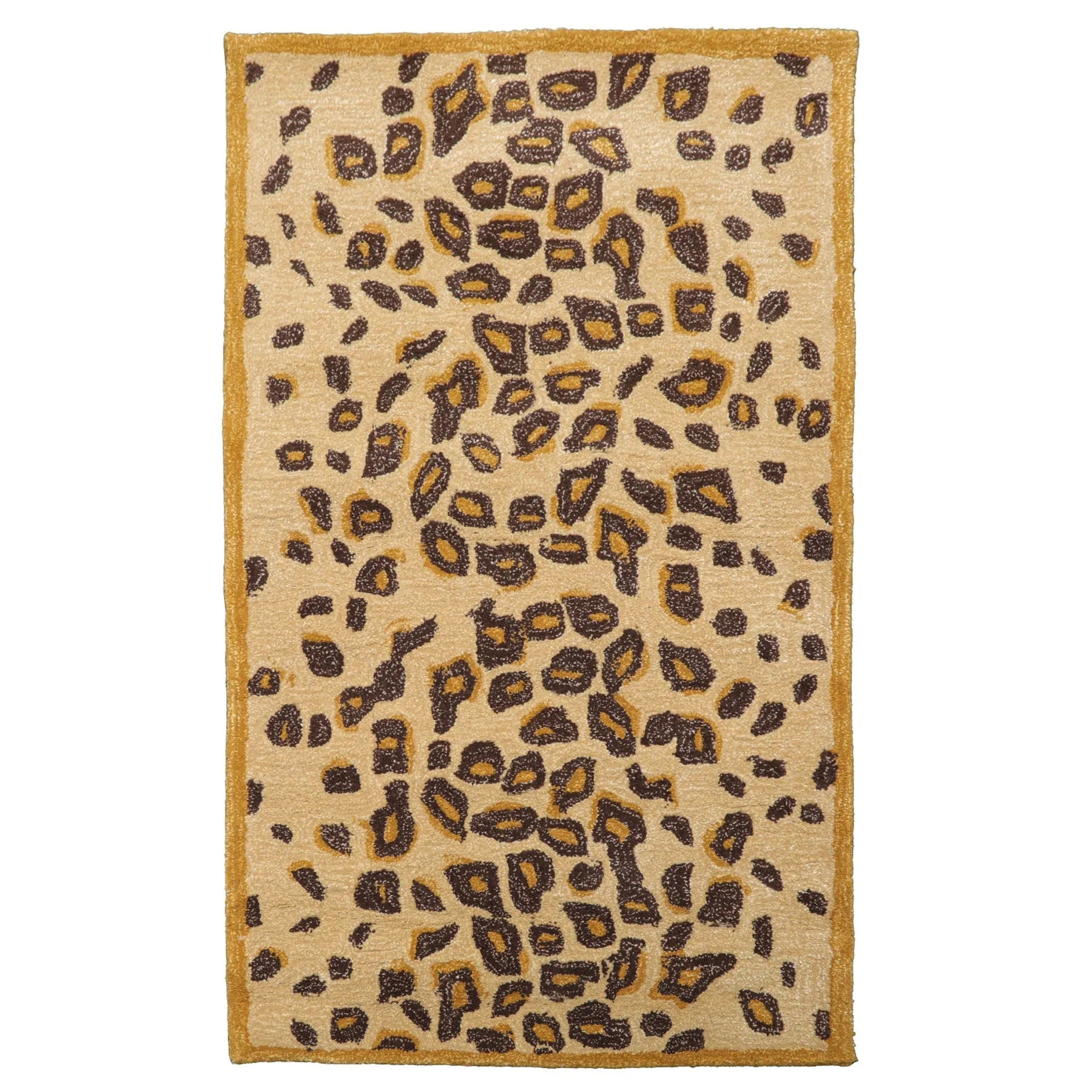 LoomBloom Multi Size Warm Beige Hand Tufted Modern Leopard Print Wool and Bamboo Silk Oriental Area Rug