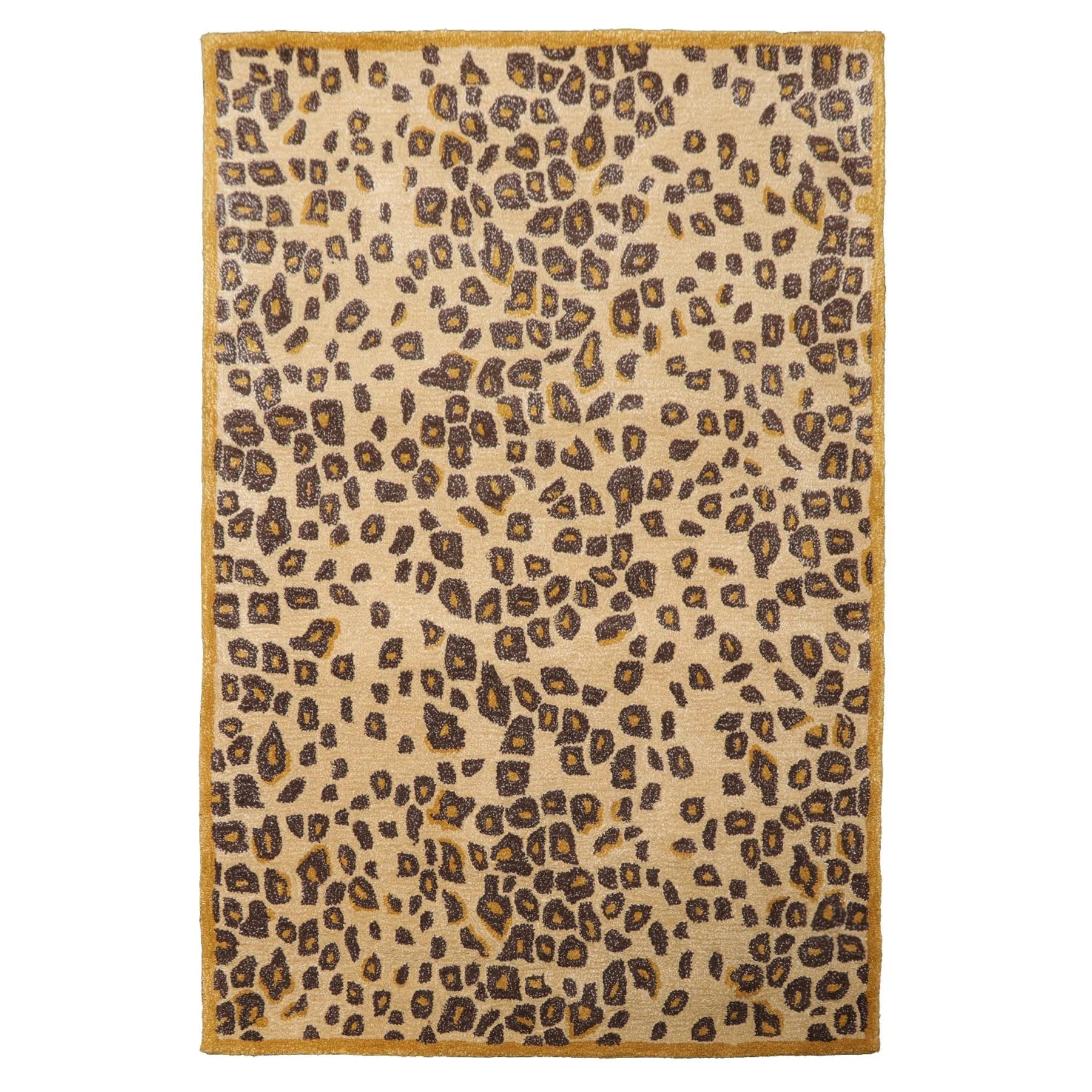LoomBloom Multi Size Warm Beige Hand Tufted Modern Leopard Print Wool and Bamboo Silk Oriental Area Rug