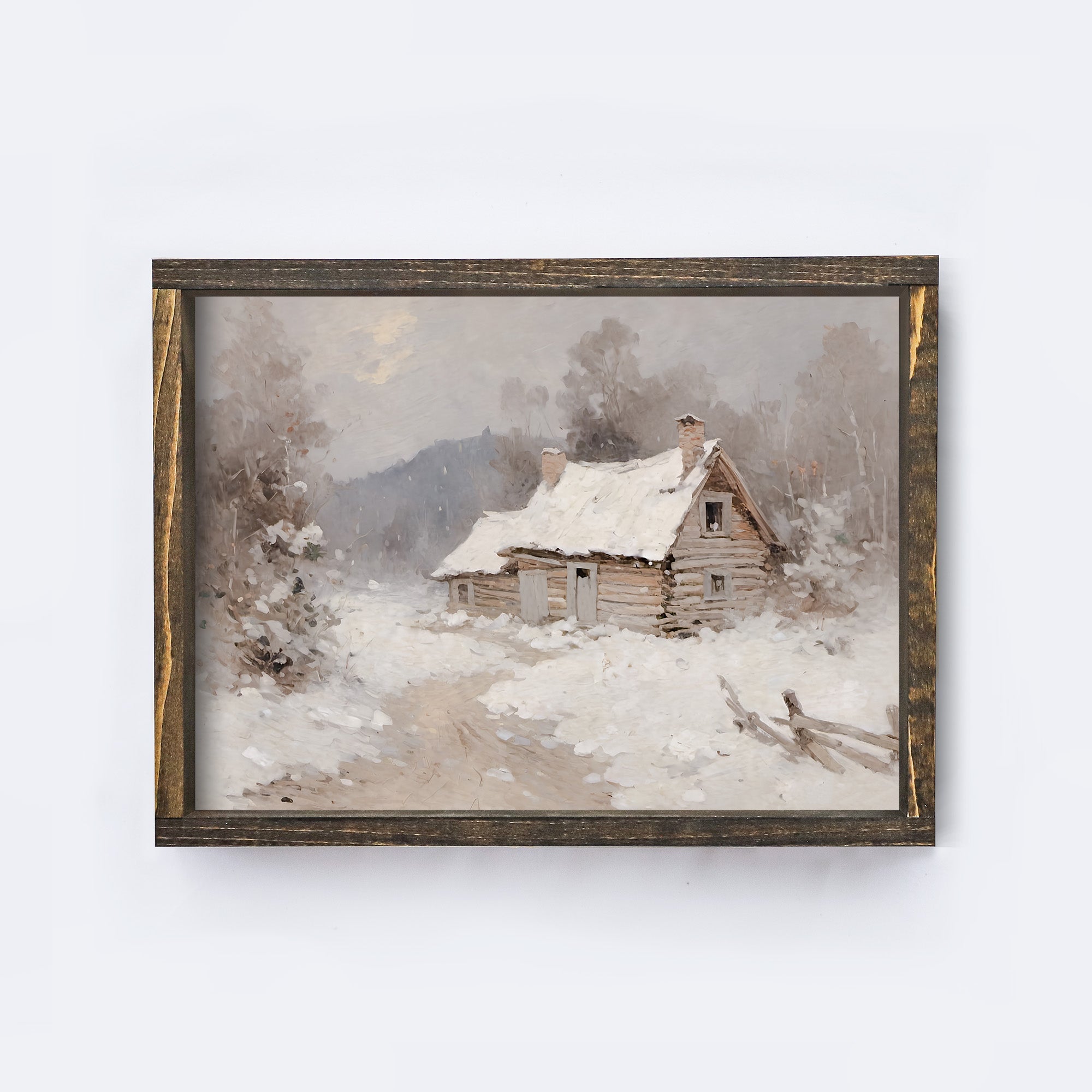 Vintage Winter Cottage Painting A234-2