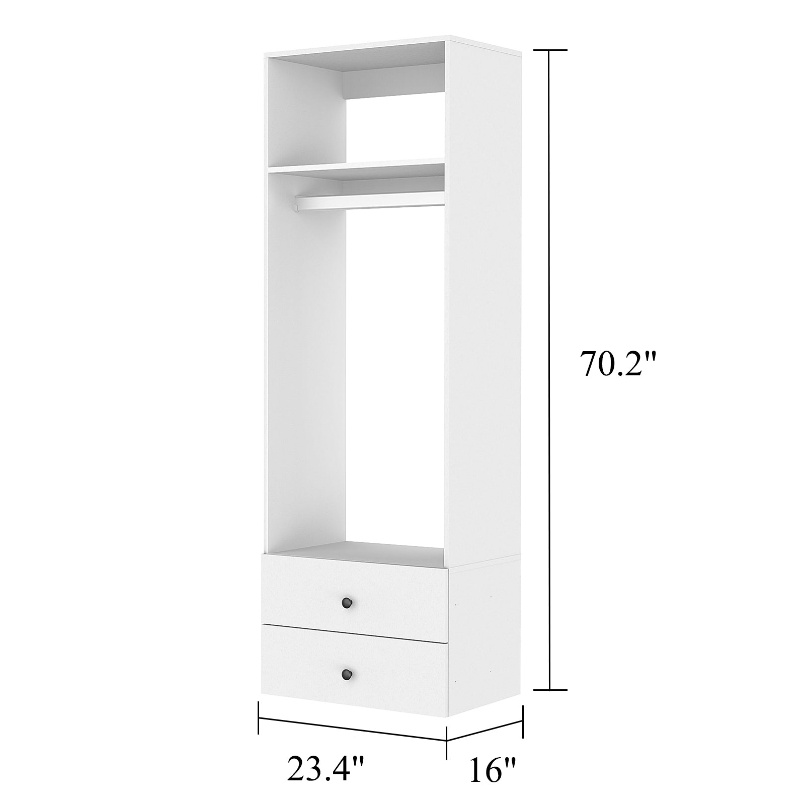 Modular Closet Clothes Organizer with 1 Shelf & 2 Drawers for Clothes Storage – Walk-In Closet System, 24"W x 16"D x 71"H (Copy)