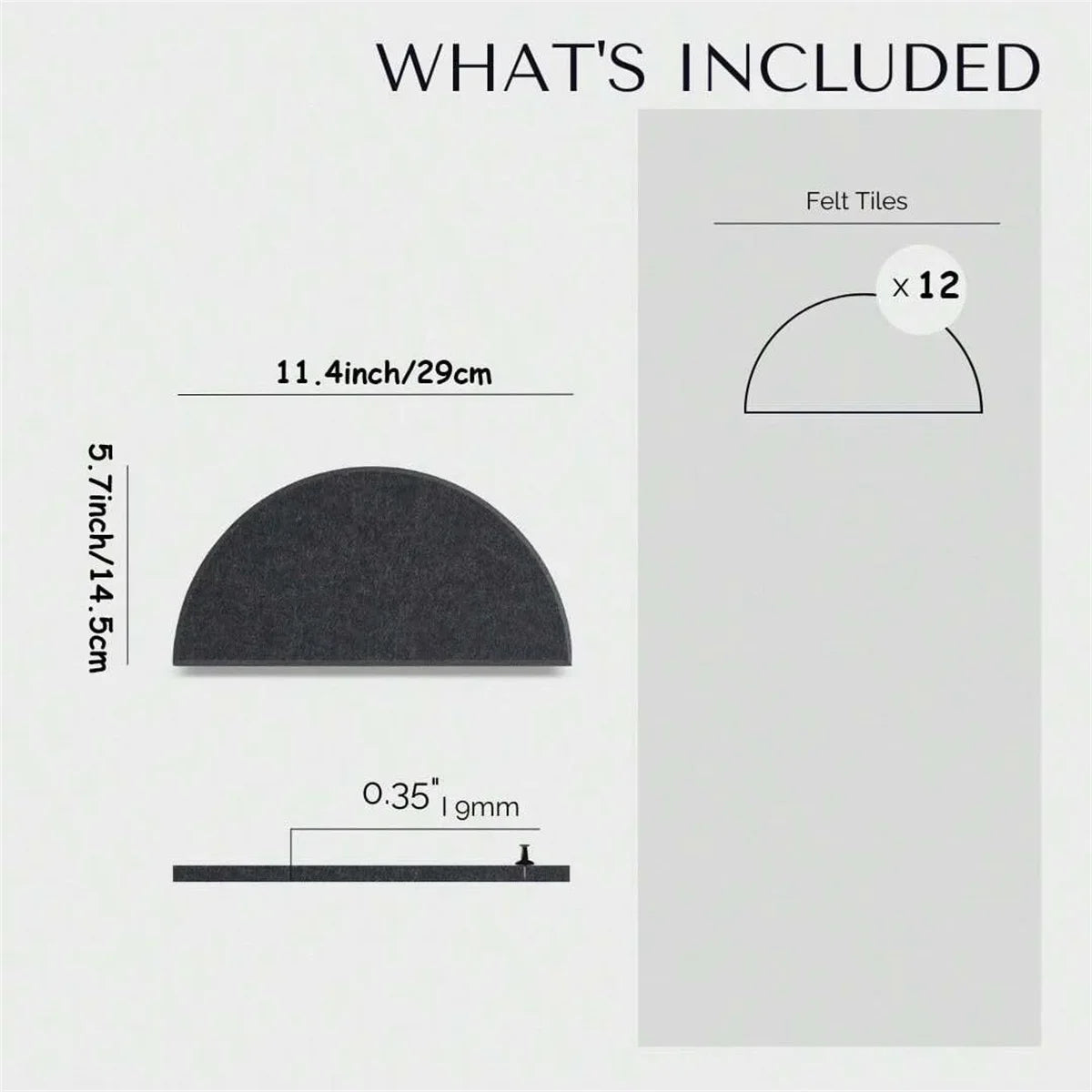 12pcs Decorative Felt Wall Panel Kit Semicircular Wall Felt Tiles Home Decor Felts Tiles with Self Adhesive Decorative Board