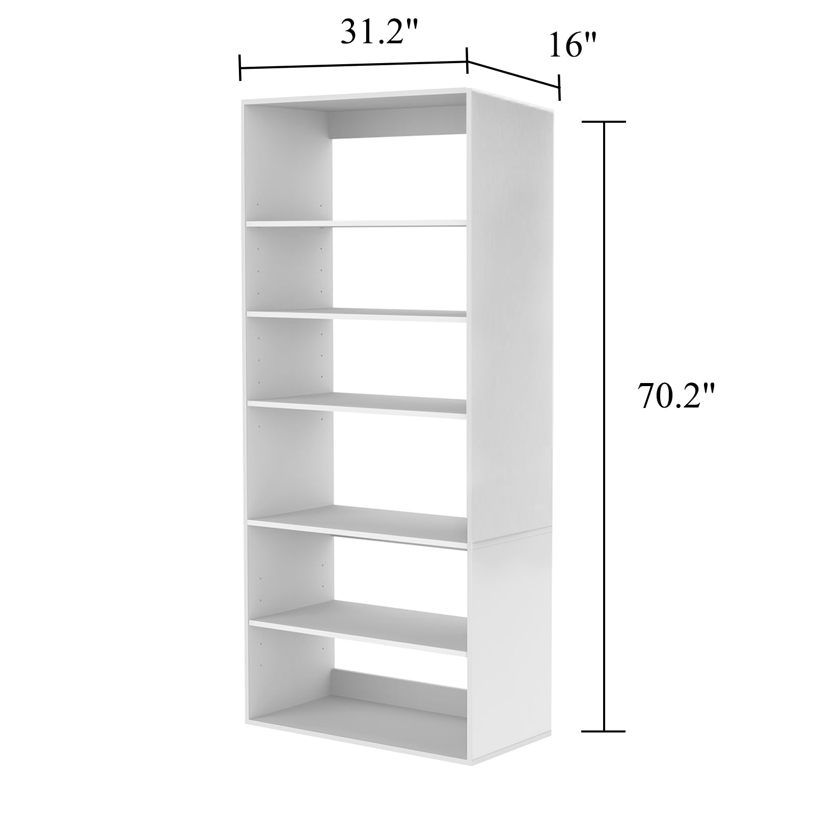 Clothes Organizer with 5 Shelves – Walk-In Closet System for Organizers and Storage, 32" W x 16" D x 71" H