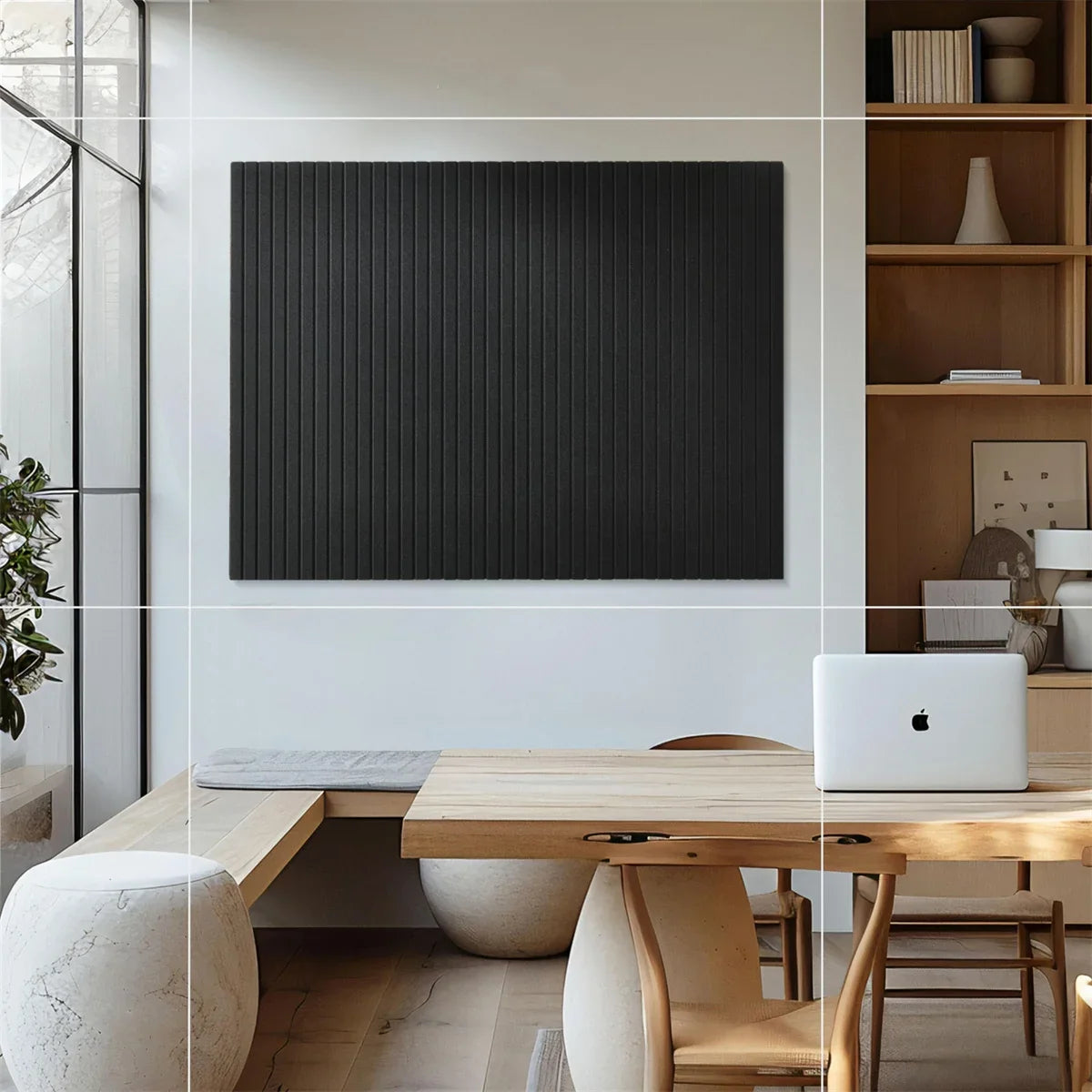6pcs Large Cork Board for Office Black Felt Board Alternative - Slat Wall Paneling, Felt Bulletin Board Tiles for Office Wall