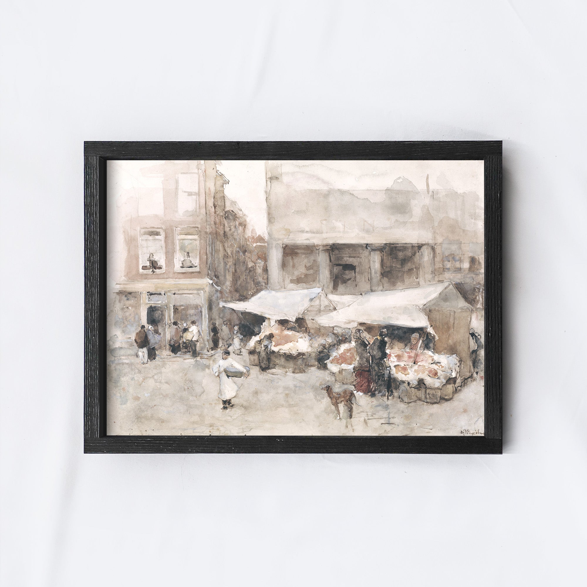 Vintage Print Framed | Flower Market In Holland A91-2