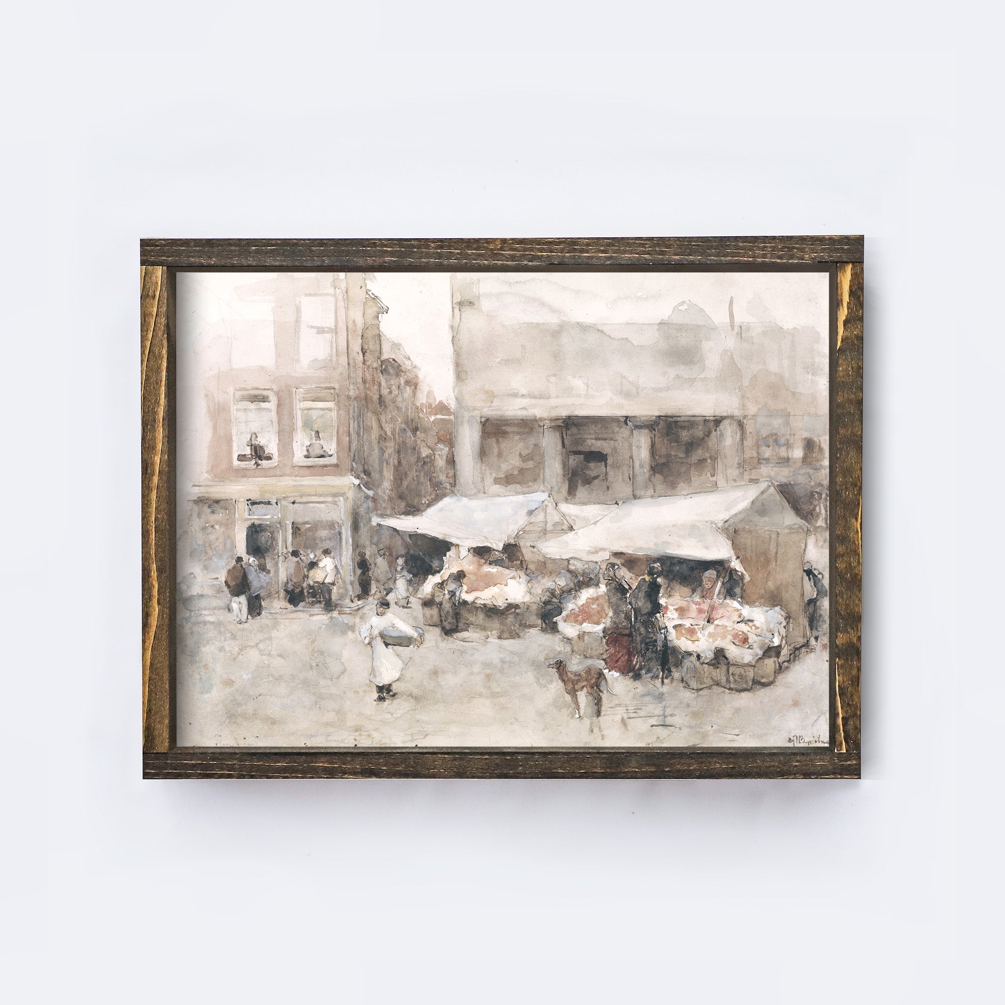 Vintage Print Framed | Flower Market In Holland A91-1