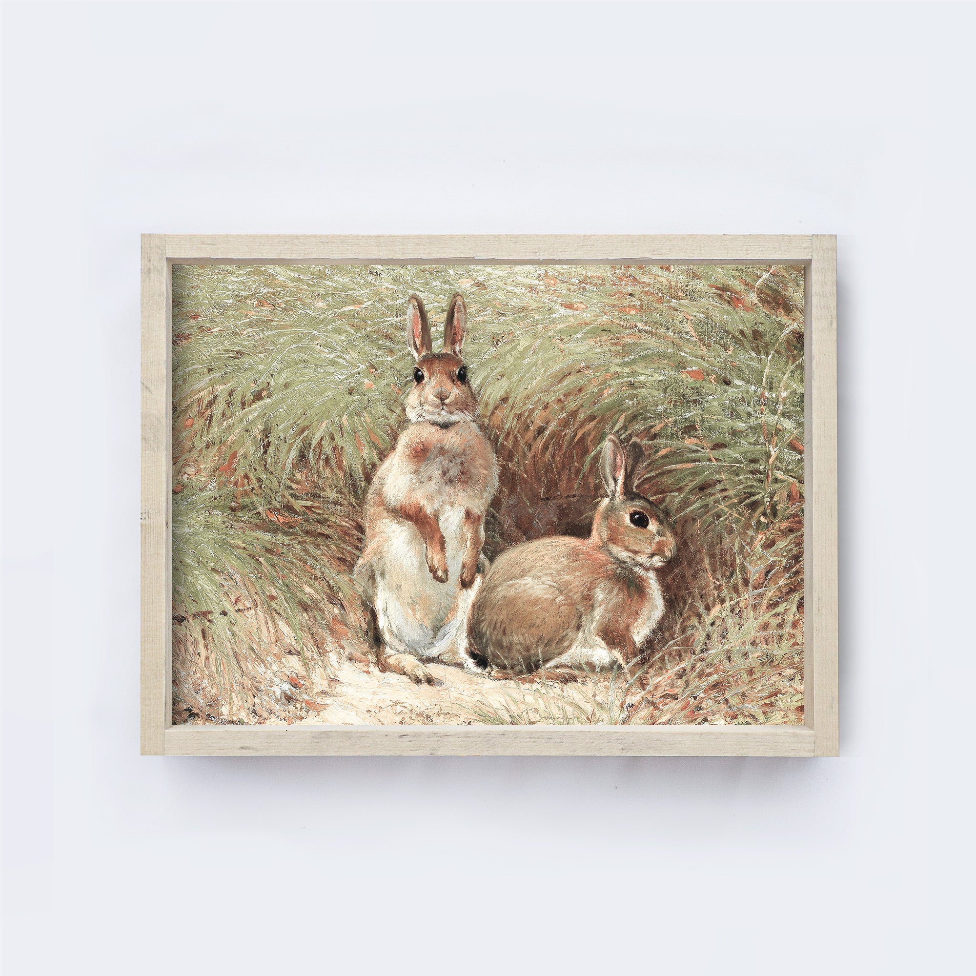 Vintage Print Framed | Spring Bunnies Painting A97-2